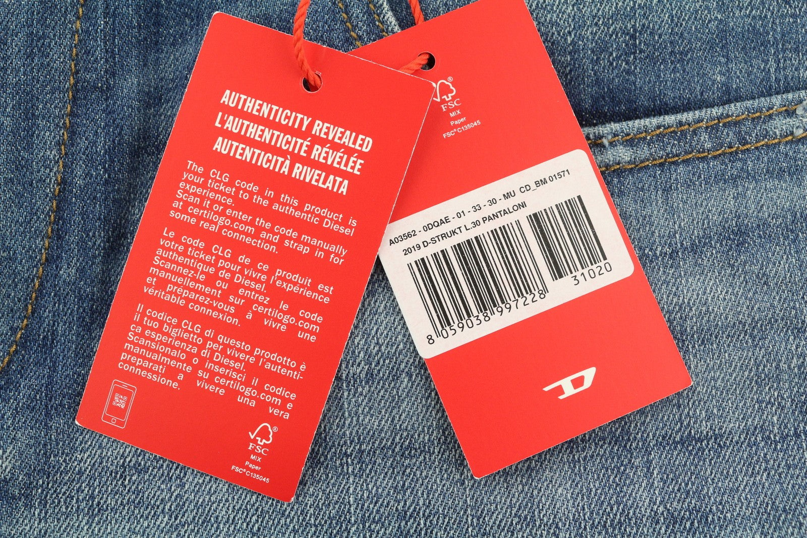 DIESEL 2019 D-Strukt 0DQAE vyriški džinsai W33/L30 Slim Zip Fly Fly Fade Effect RRP 175 € 