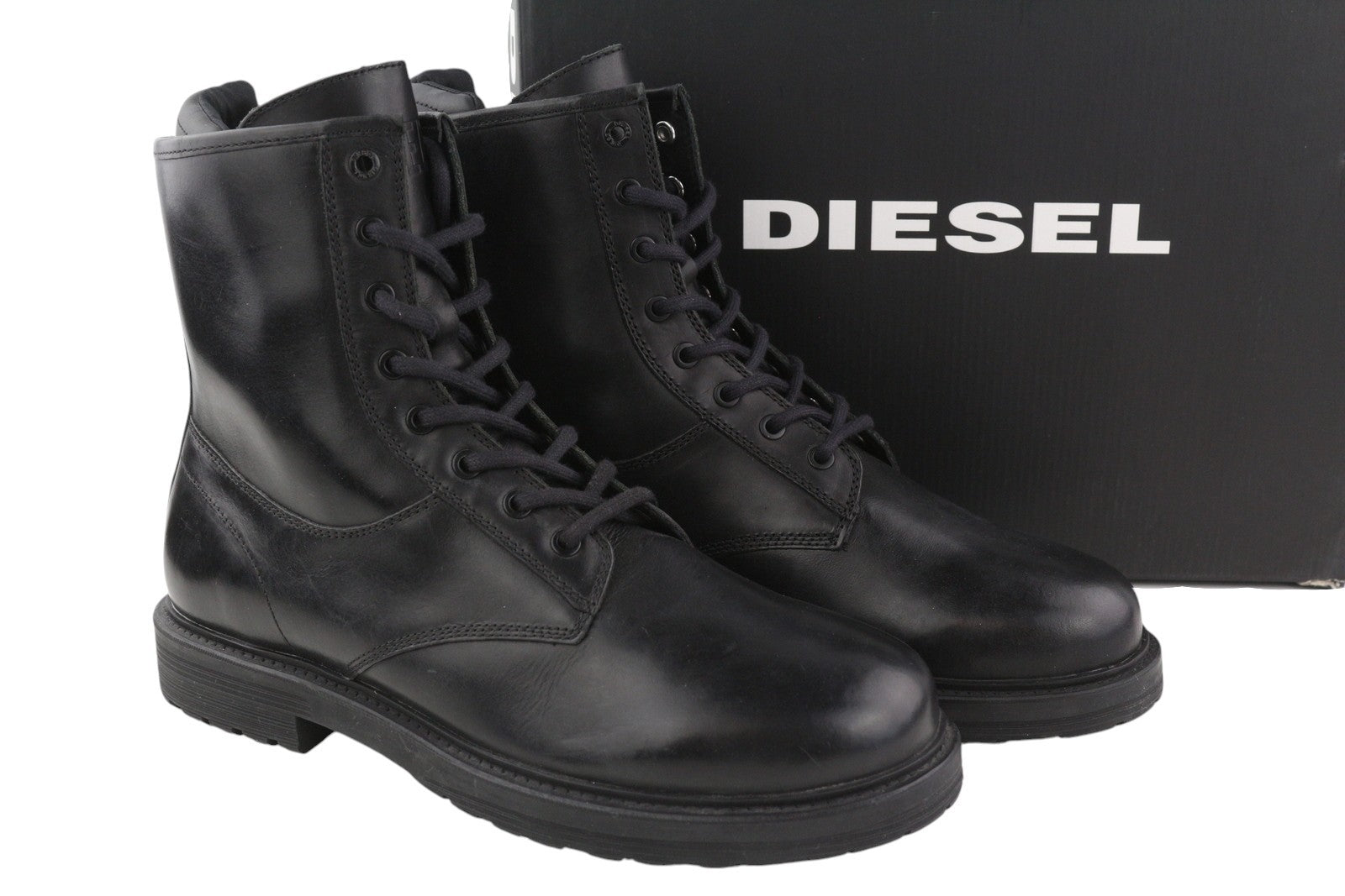 DIESEL D-Alabhama CB vyriški batai, juodi, odiniai, suvarstomi, kovinio tipo, EU45, RRP 295 € 