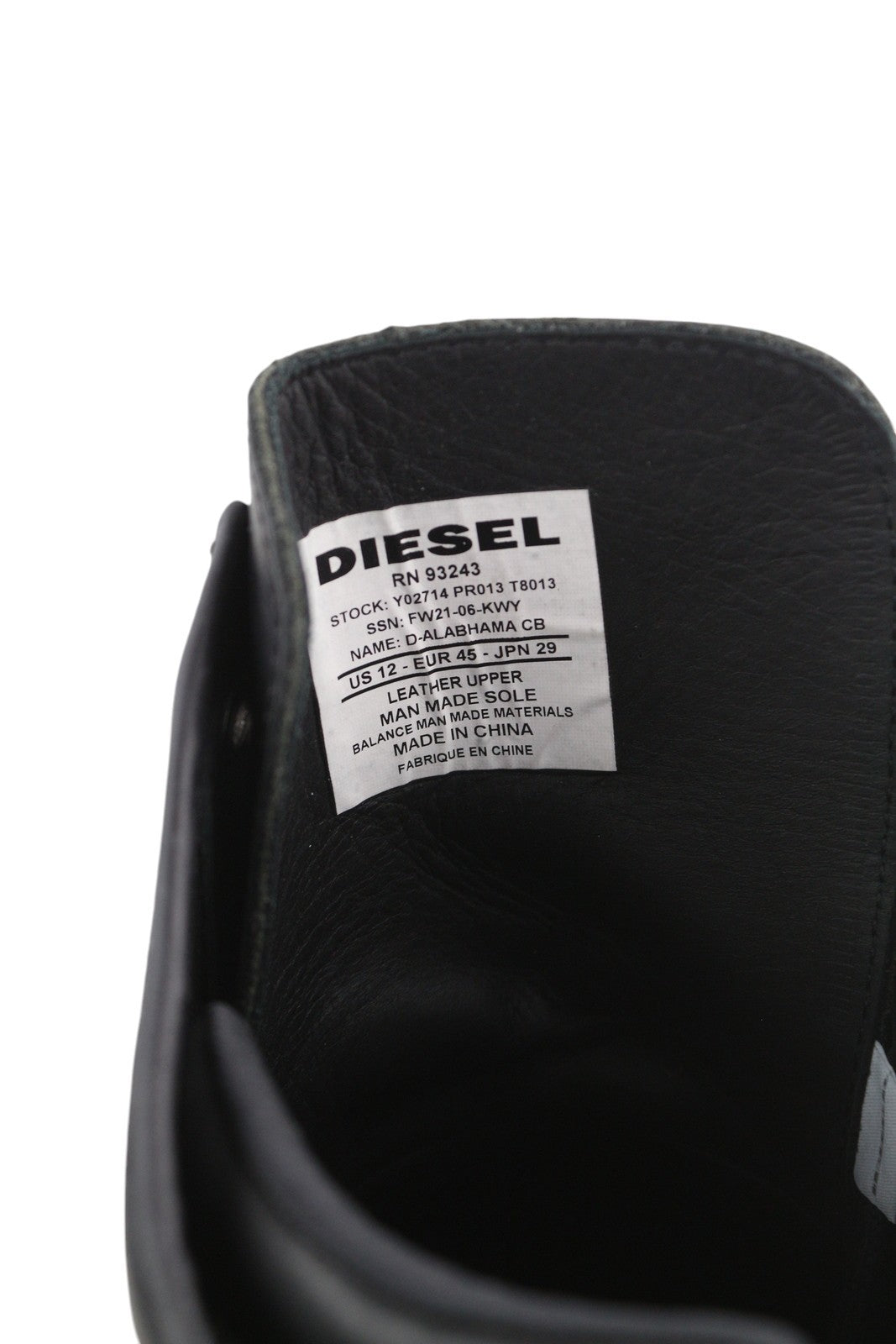 DIESEL D-Alabhama CB vyriški batai, juodi, odiniai, suvarstomi, kovinio tipo, EU45, RRP 295 € 