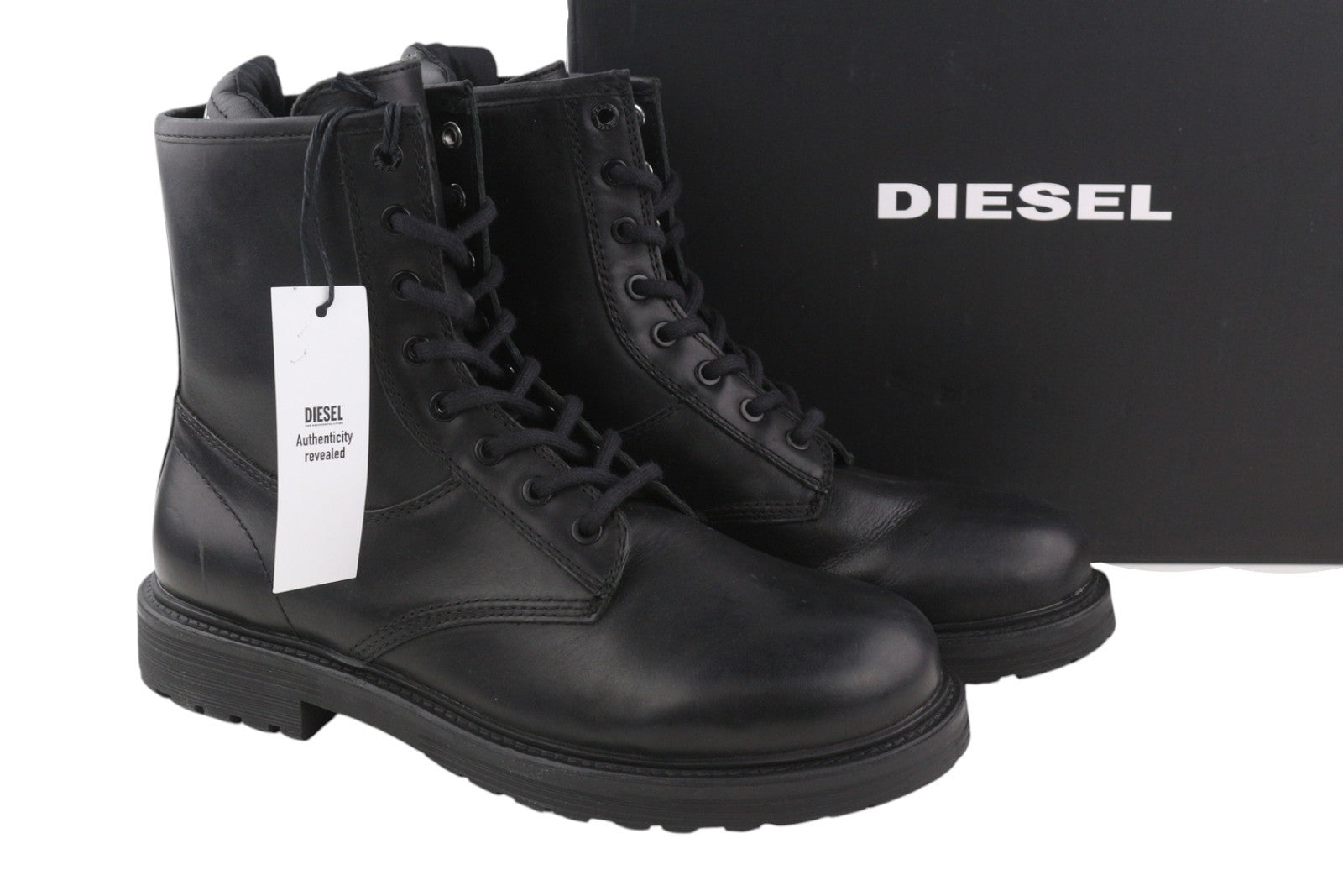 DIESEL D-Alabhama CB vyriški batai, juodi, odiniai, suvarstomi, kovinio tipo, EU43, RRP 295 € 