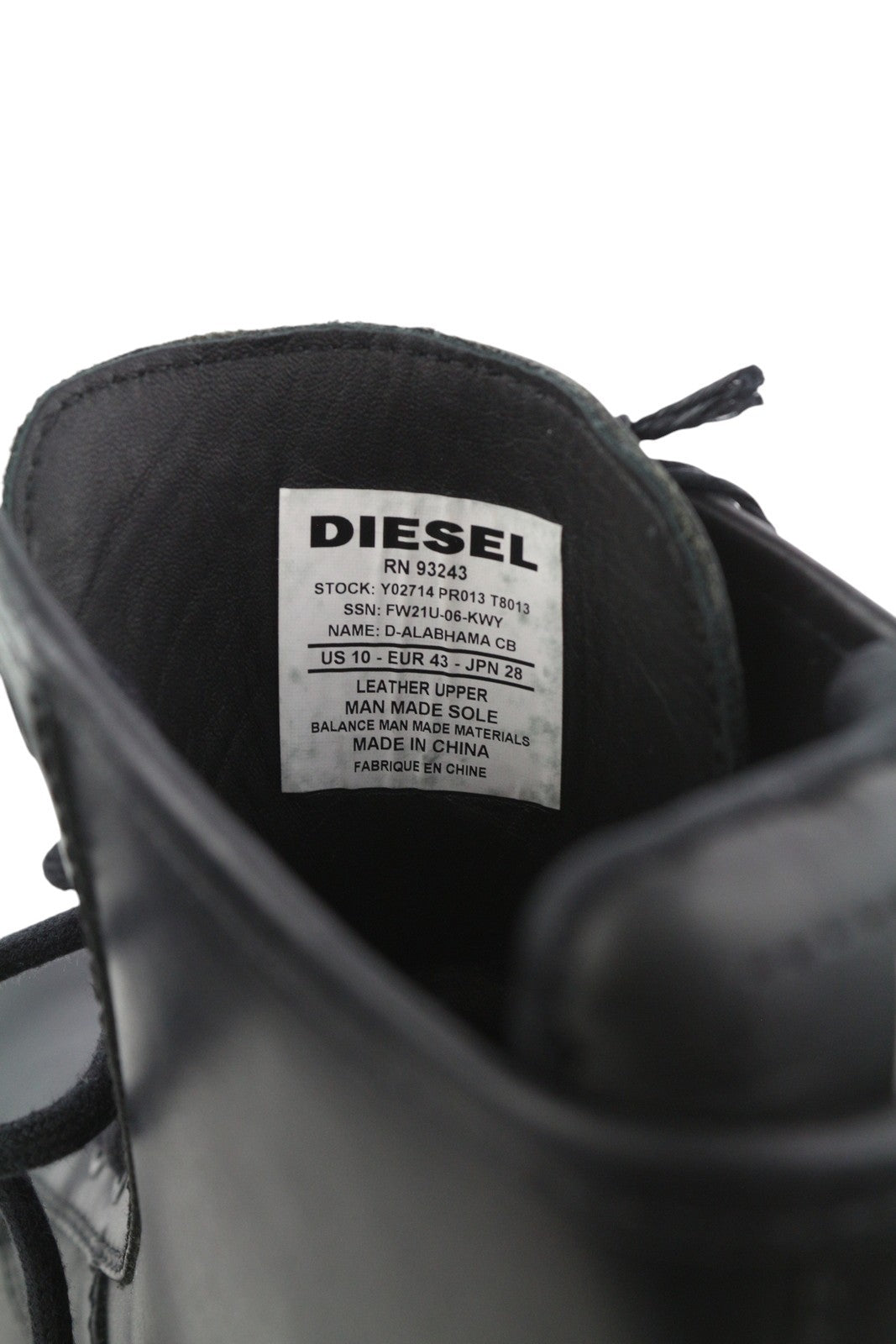 DIESEL D-Alabhama CB vyriški batai, juodi, odiniai, suvarstomi, kovinio tipo, EU43, RRP 295 € 