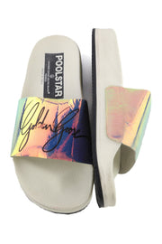 GOLDEN GOOSE Poolstar moteriškos šlepetės, 39 cm, baltos, vasarinės, užsegamos. 