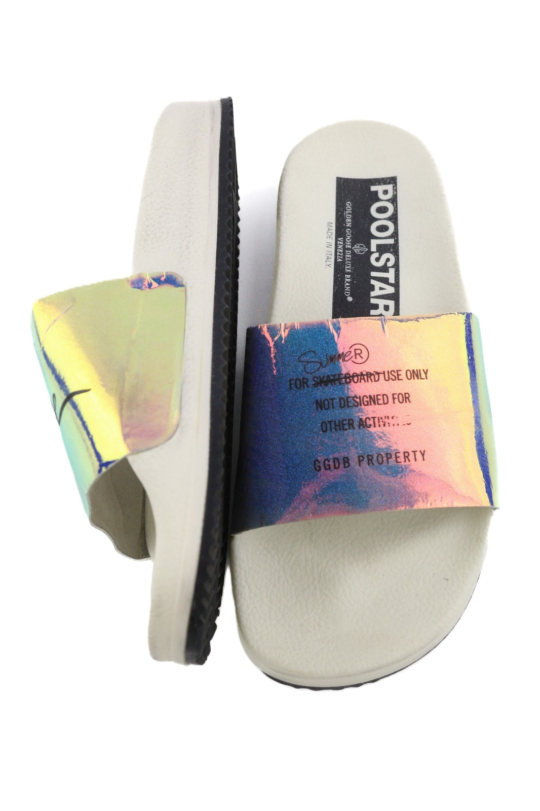 GOLDEN GOOSE Poolstar moteriškos šlepetės, 39 cm, baltos, vasarinės, užsegamos. 