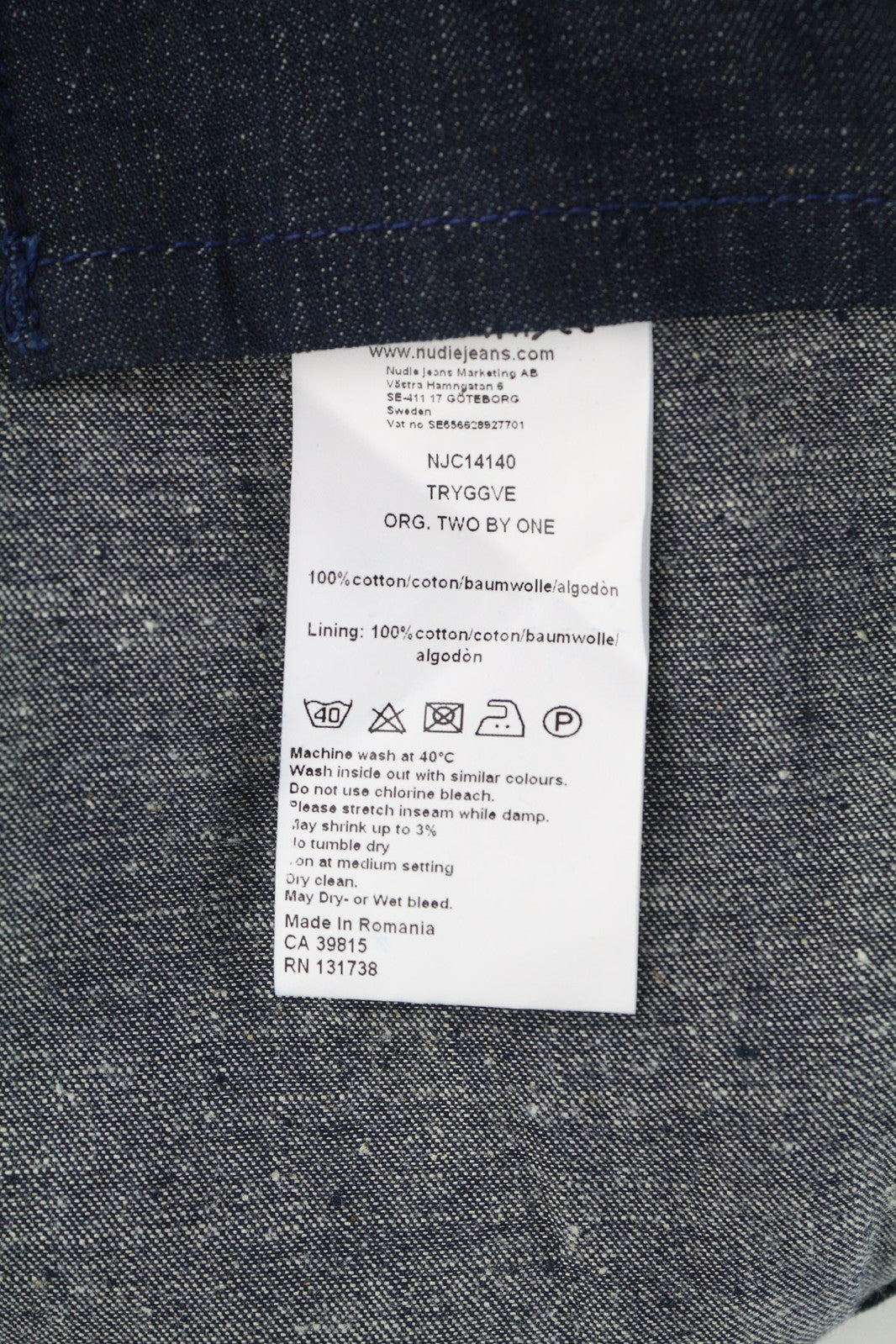 NUDIE Tryggve vyriška striukė M su sagomis ant kaklo, tamsiai džinsinė 