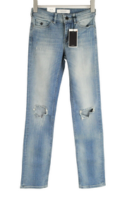 SCOTCH &amp; SODA moteriški džinsai W24/L32 Slim tiesūs plėšyti šviesiai mėlyni džinsiniai laisvalaikio stiliaus 