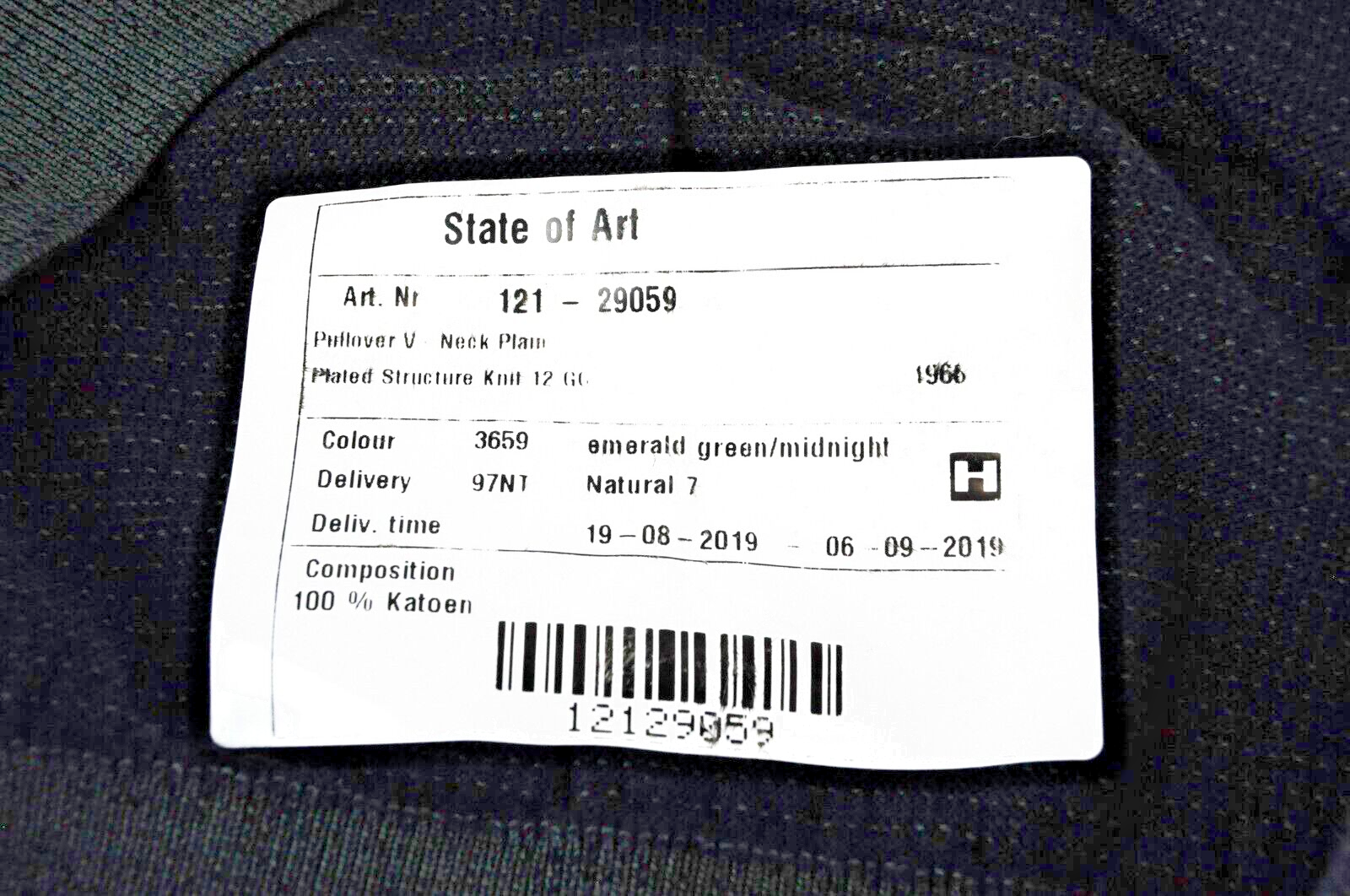 „STATE OF ART“ vyriškas megztinis L dydžio smaragdo žalios spalvos V formos iškirpte, vidurnakčio spalvos, megztinis 