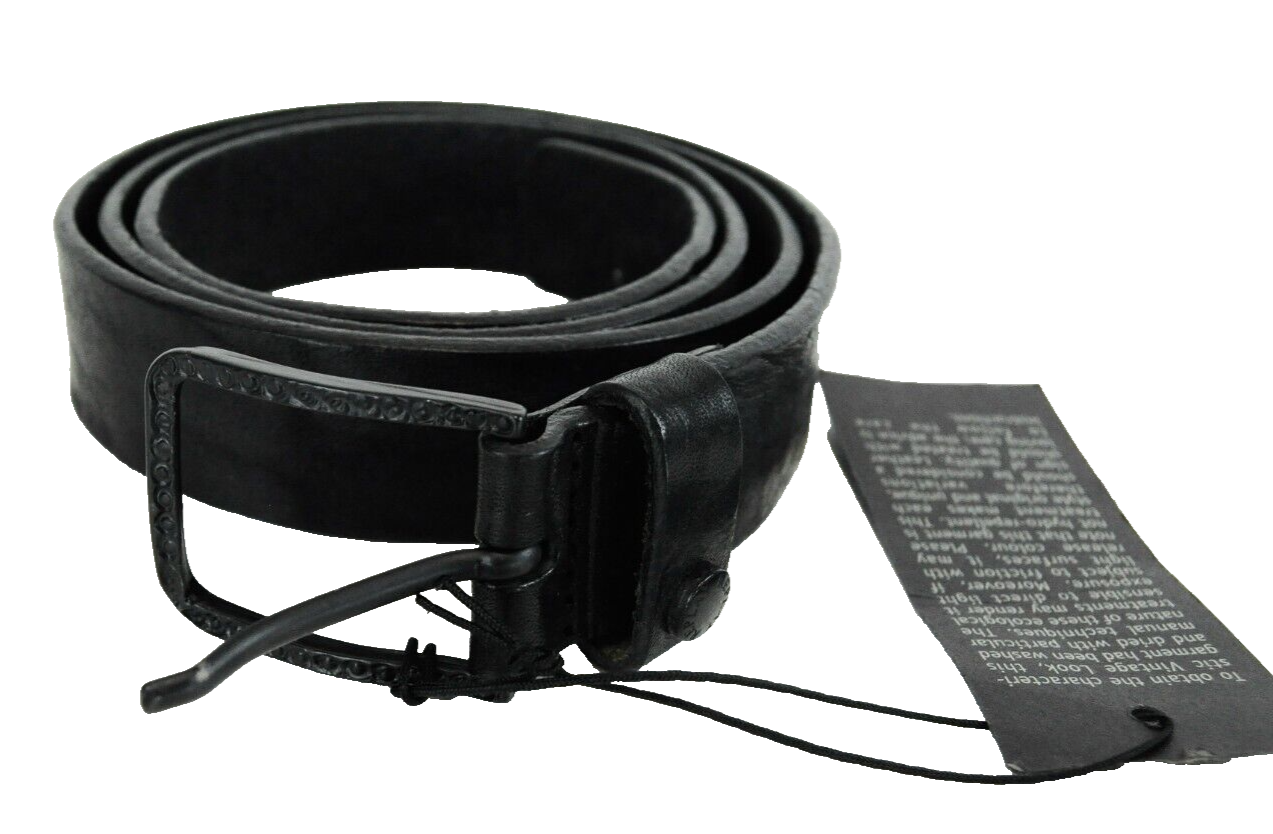 REPLAY vyriškas diržas 100 CM, juodas, odinis, laisvalaikio stiliaus, metalinė sagtis, graviruotas, plonas dizainas 