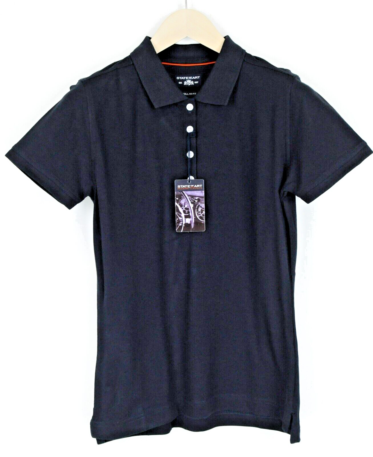 STATE OF ART Mens T-Shirt S Navy Short Sleeve  Cotton  Polo Casual