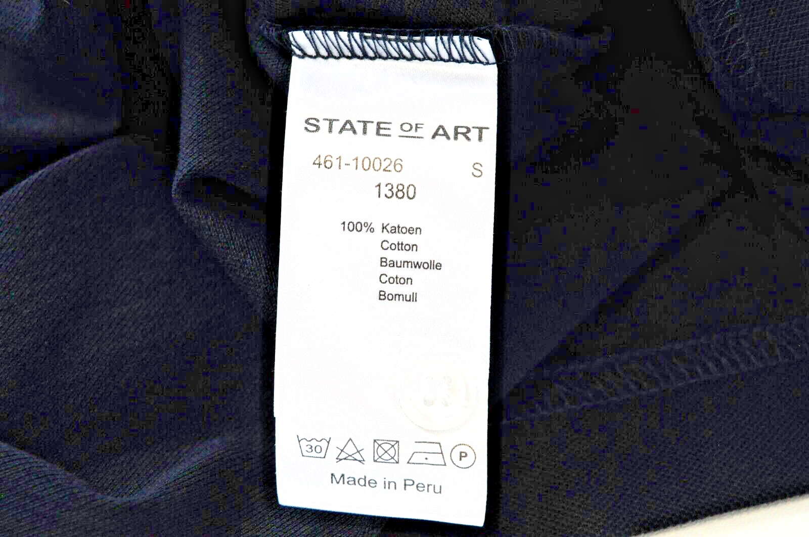 STATE OF ART Mens T-Shirt S Navy Short Sleeve  Cotton  Polo Casual