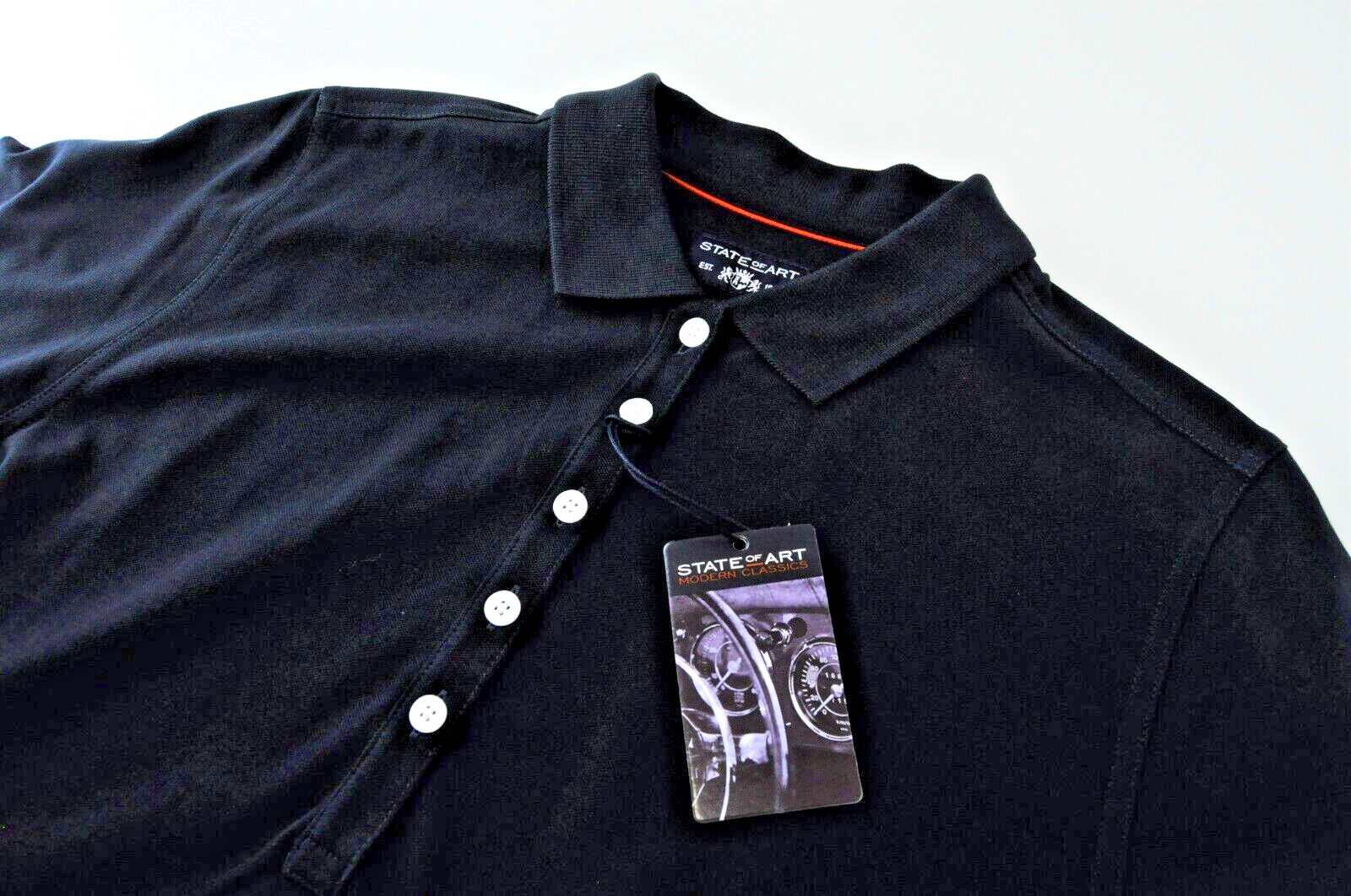 STATE OF ART Mens T-Shirt XL Navy Short Sleeve  Cotton  Polo Dress