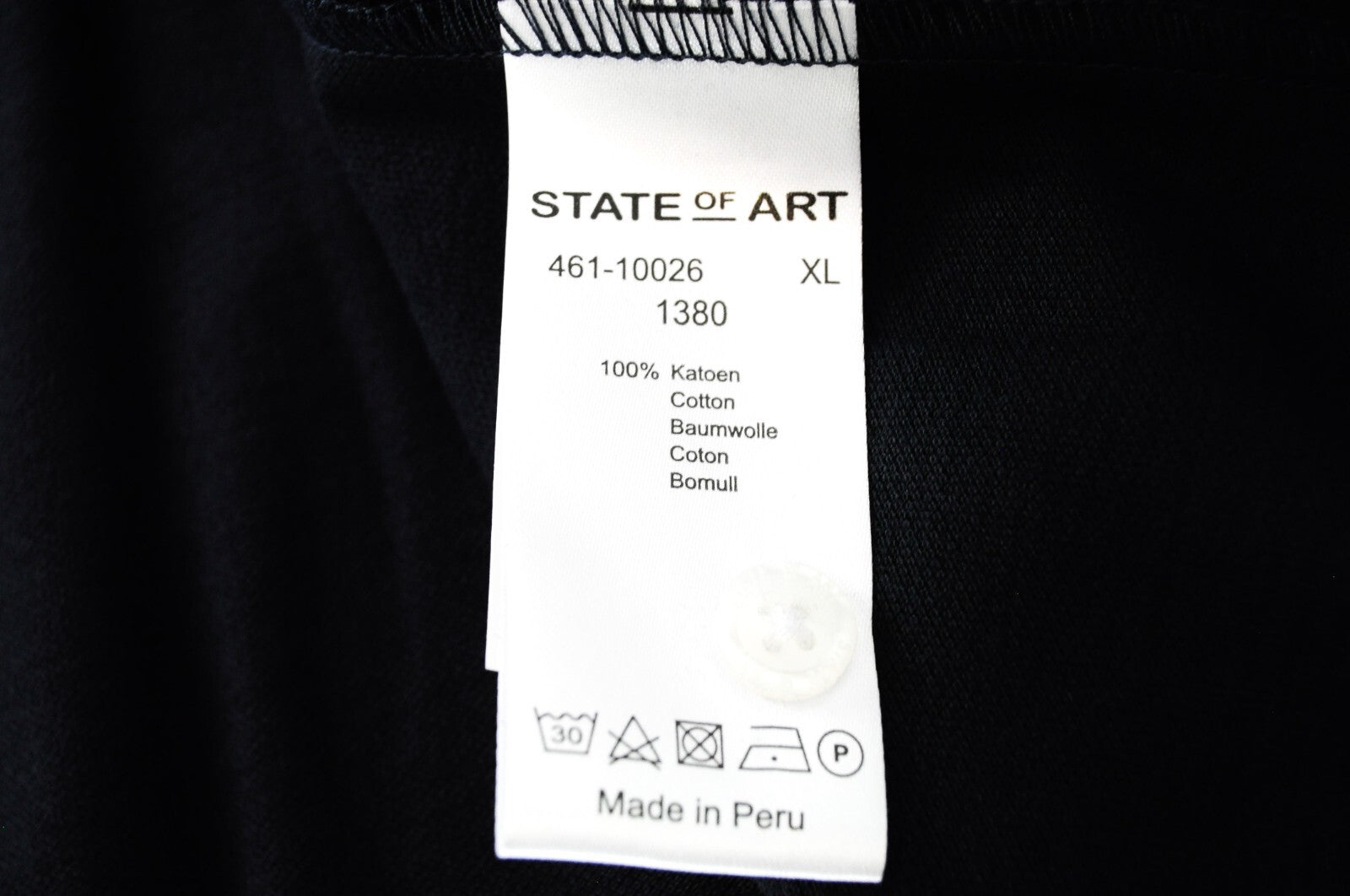 STATE OF ART Mens T-Shirt XL Navy Short Sleeve  Cotton  Polo Dress