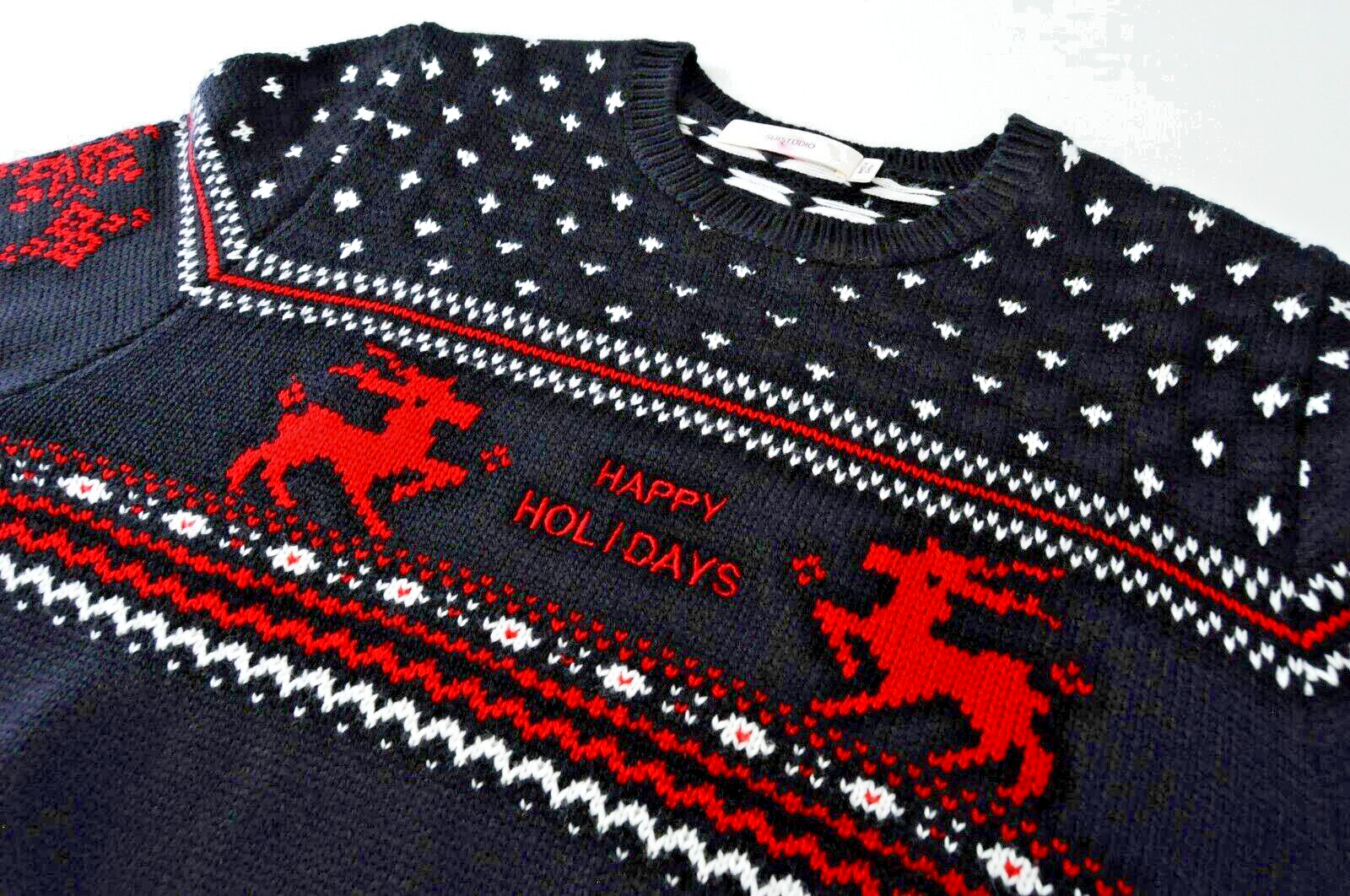 SUITSUPPLY SUISTUDIO moteriškas džemperis M, tamsiai mėlynas, vilnos mišinio šventinis megztinis, šiltas 