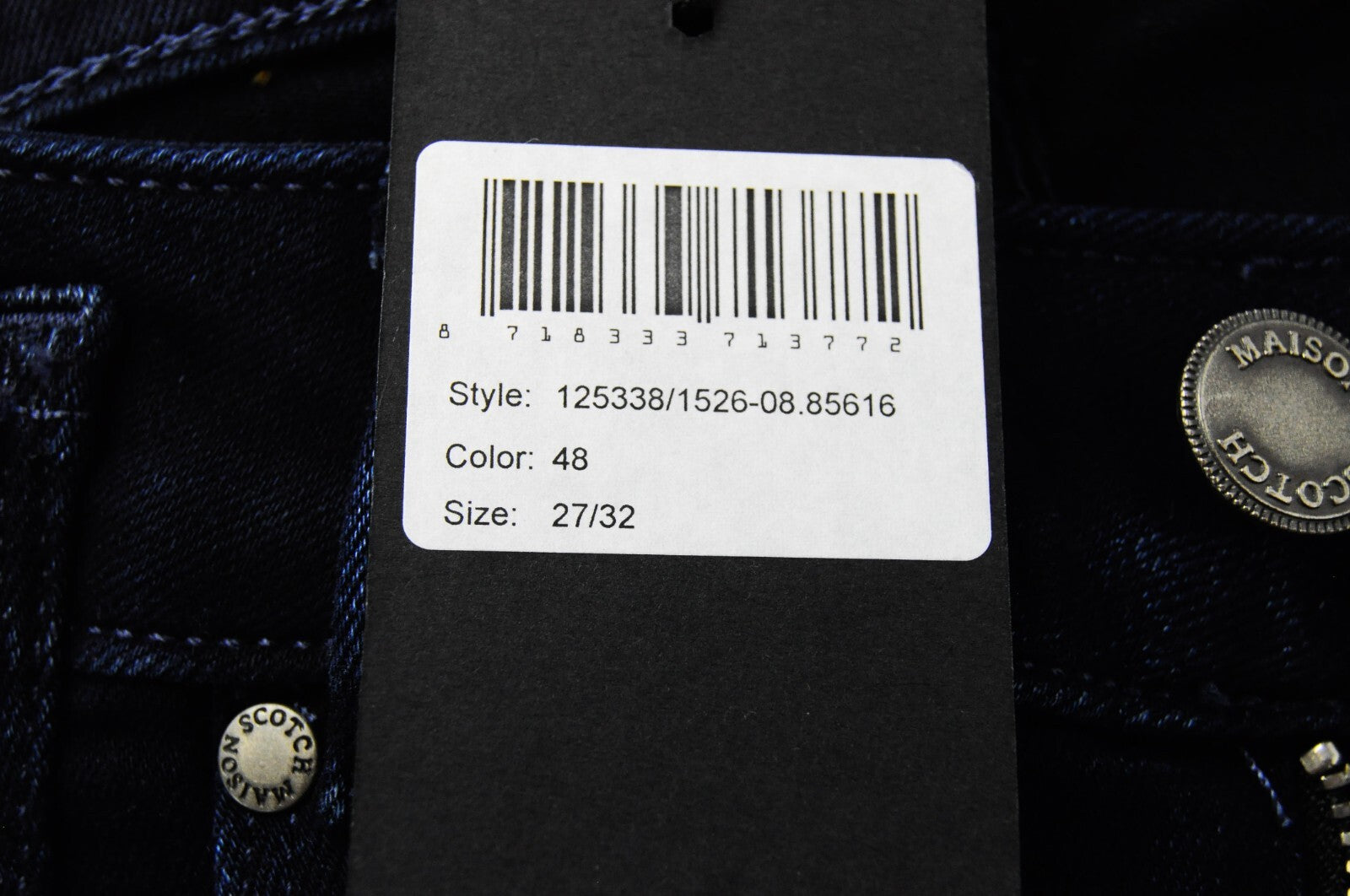 MAISON SCOTCH moteriški džinsai W27/L32 siaura suknelė tampri tamsiai mėlyna Parisienne 