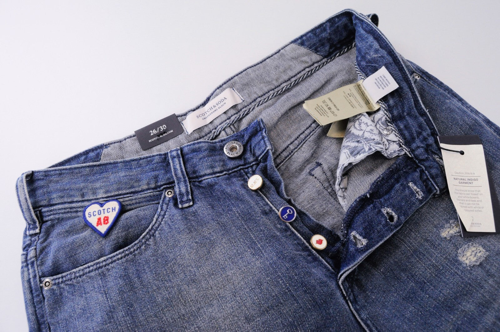 MAISON SCOTCH moteriški džinsai W26/L30 dirbtinės mėlynos spalvos lininiai „Boyfriend“ džinsai, L'Adorable 