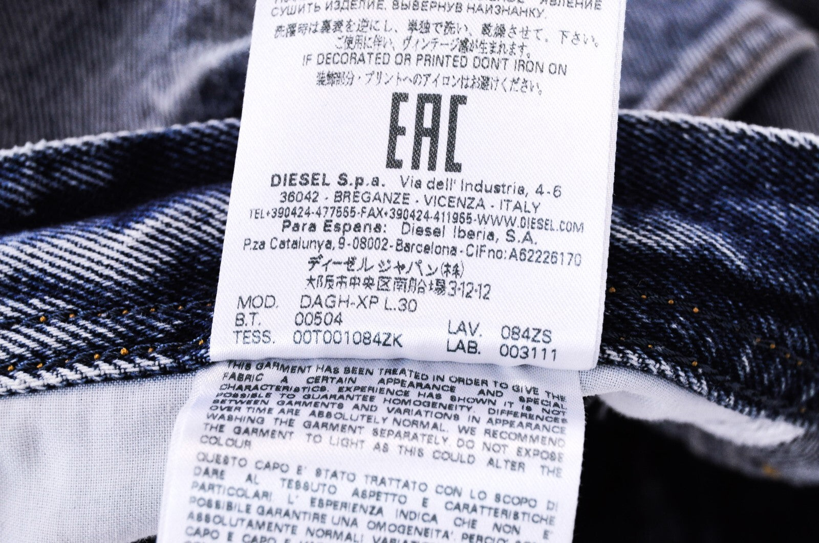 DIESEL vyriški džinsai W29/L30, dirbtinai mėlyni, tiesūs, Dagh-XP 084ZS 