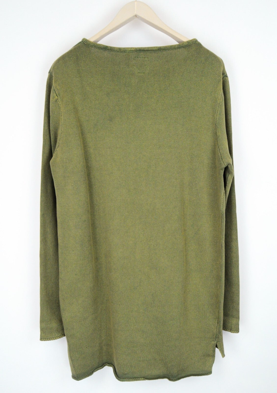 GOOD GENES vyriškas megztinis XL dydžio alyvuogių žalias, briaunotas, apvalios kaklo iškirptės megztinis laisvalaikiui 