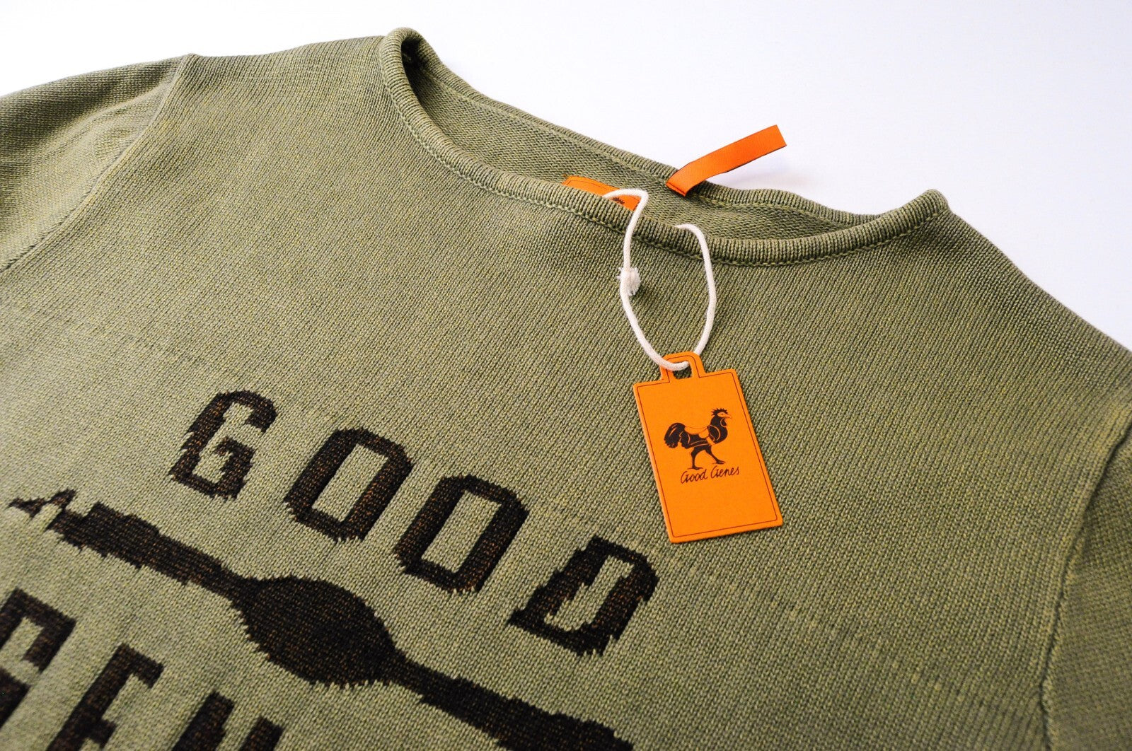 GOOD GENES vyriškas megztinis XL dydžio alyvuogių žalias, briaunotas, apvalios kaklo iškirptės megztinis laisvalaikiui 