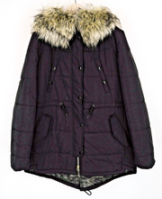 REPLAY moteriška striukė L su dirbtiniu kailiu, gobtuvu, juoda, pūsta parka ilgomis rankovėmis 