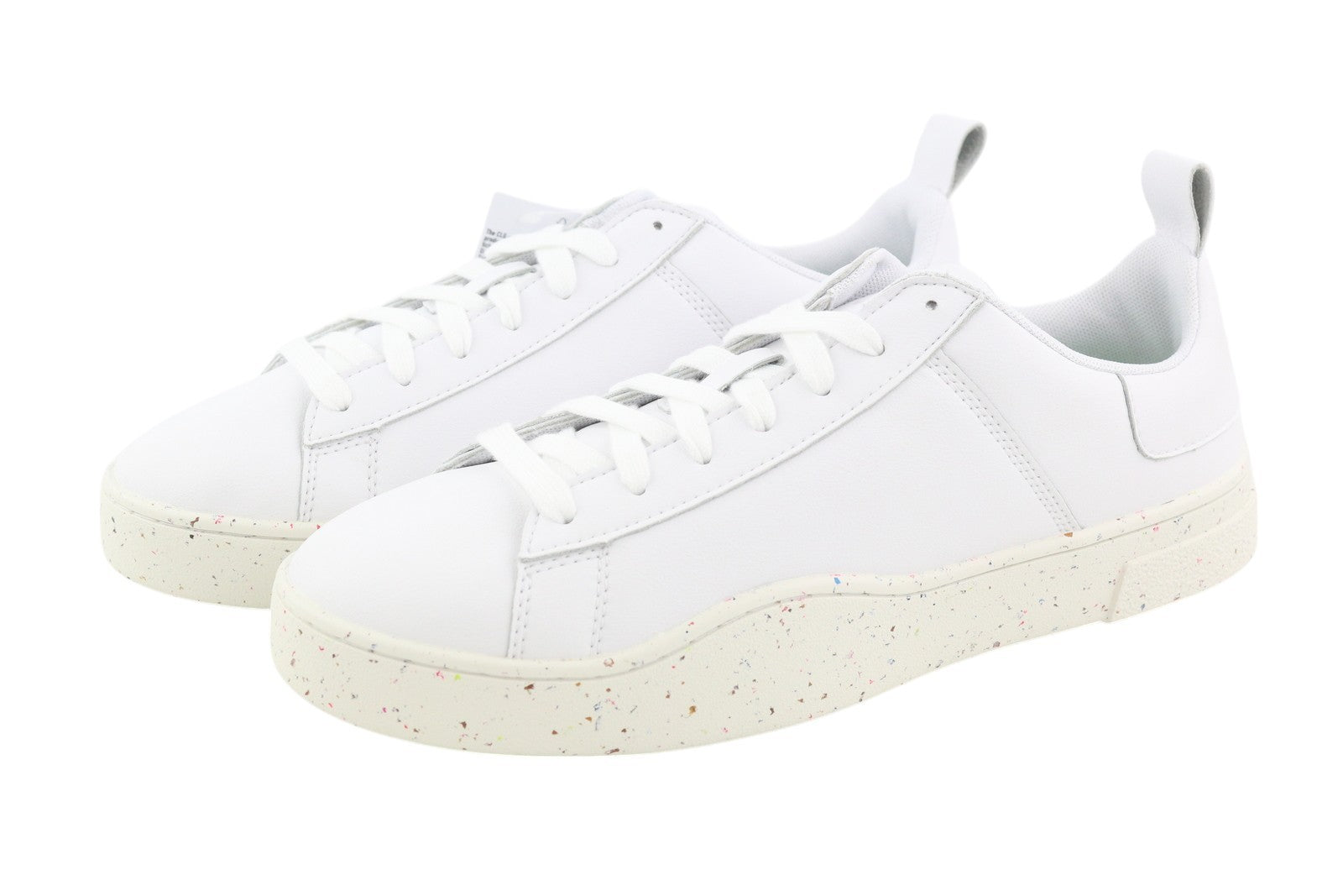 DIESEL S-Clever žemi nėrinių vyriški sportbačiai, 44.5 EU, baltos odos, migdolų nosis, rekomenduojama kaina – 140 € 