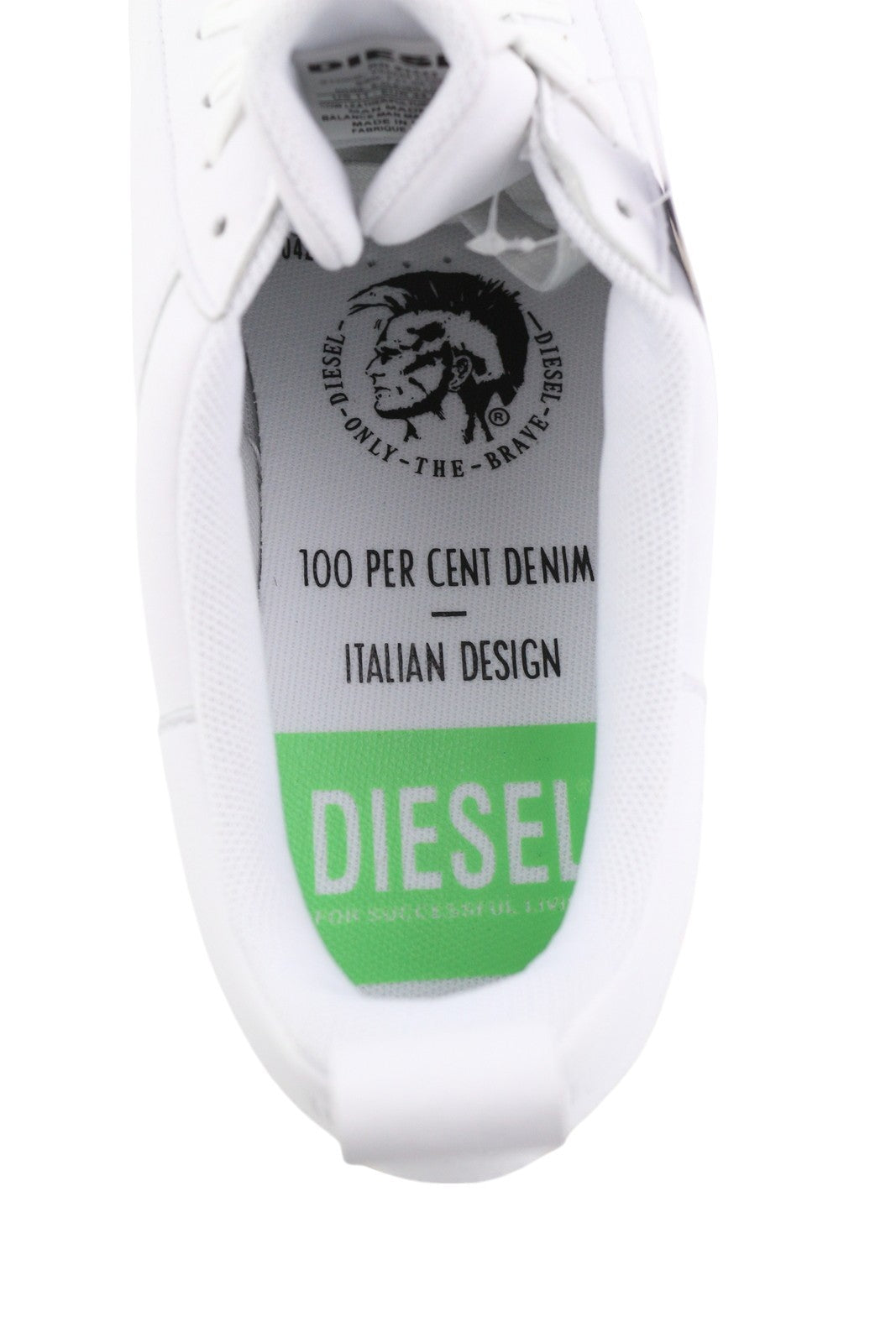 DIESEL S-Clever žemi nėrinių vyriški sportbačiai, 44.5 dydis, baltos odos, migdolų nosis, rekomenduojama kaina – 140 € 