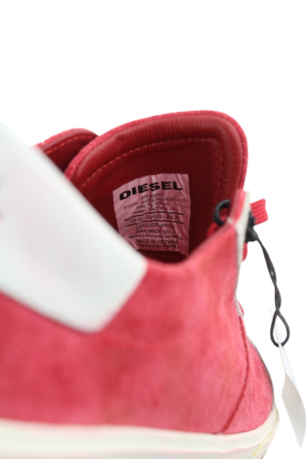 DIESEL S-Mydori LC vyriški sportbačiai, raudoni, zomšiniai, odiniai, migdolų spalvos, žemakulniai, RRP 200 € 