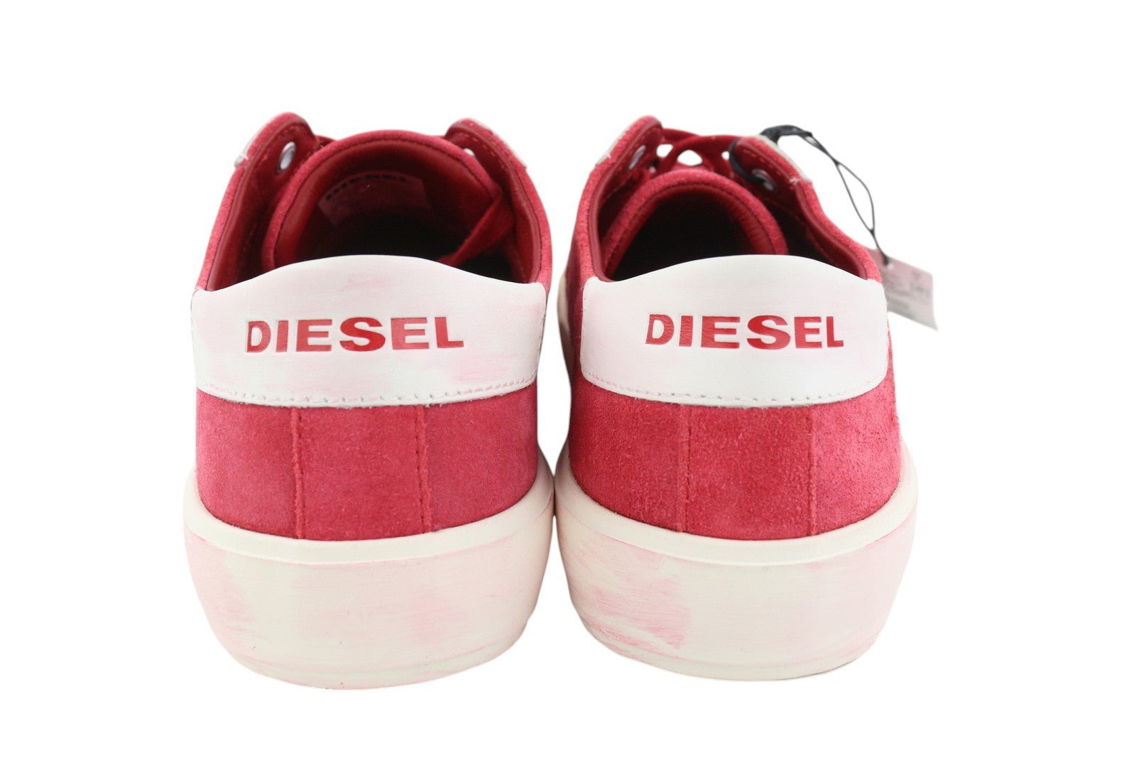 DIESEL S-Mydori LC vyriški sportbačiai, raudoni, zomšiniai, odiniai, migdolų spalvos, žemakulniai, RRP 200 € 