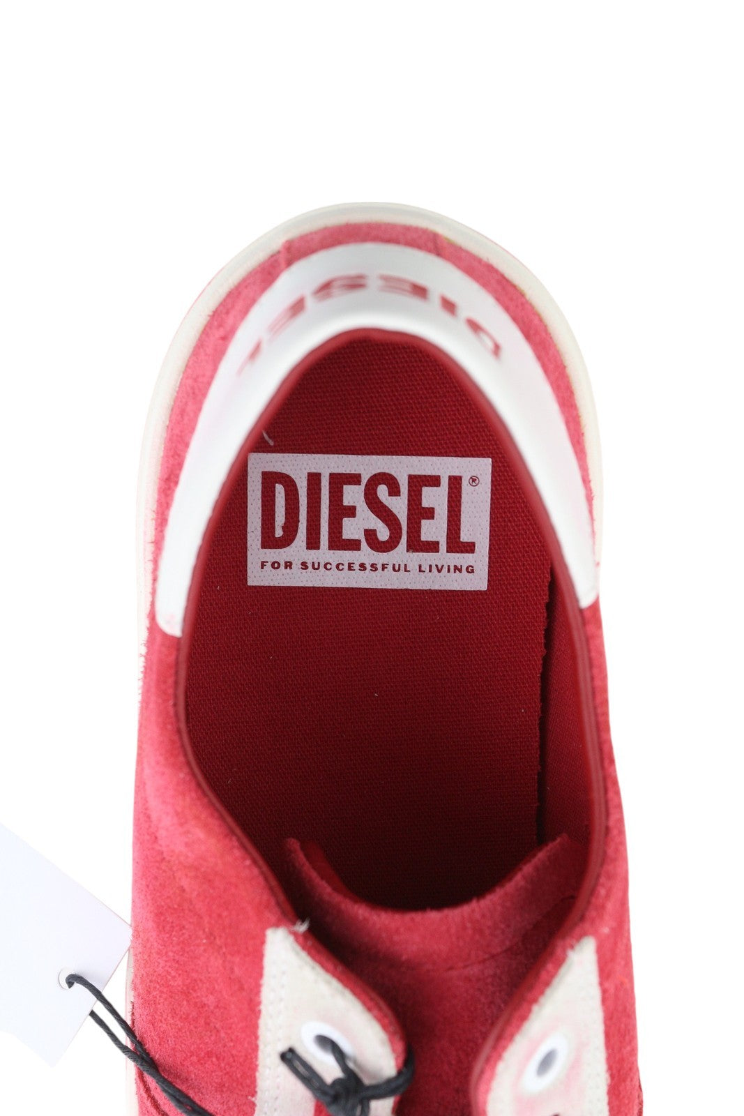 DIESEL S-Mydori LC vyriški sportbačiai, raudoni, zomšiniai, odiniai, migdolų spalvos, žemakulniai, RRP 200 € 