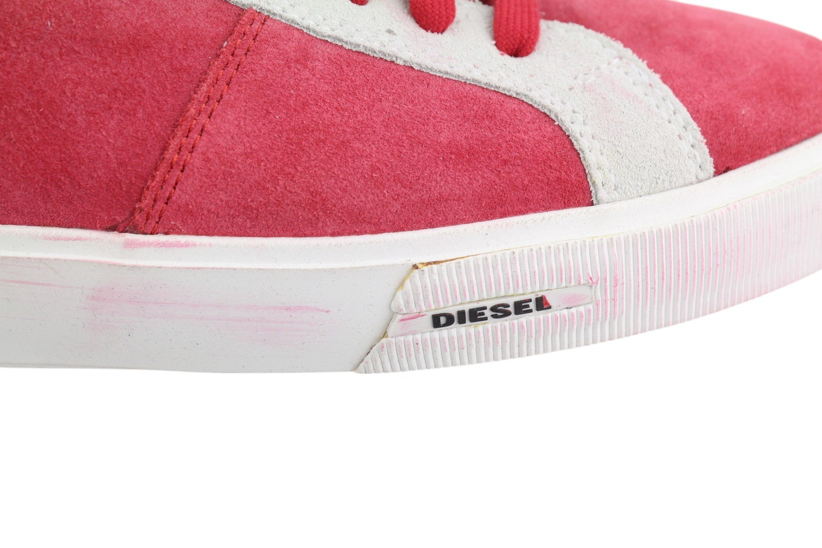 DIESEL S-Mydori LC vyriški sportbačiai, raudoni, zomšiniai, odiniai, migdolų spalvos, žemakulniai, RRP 200 € 