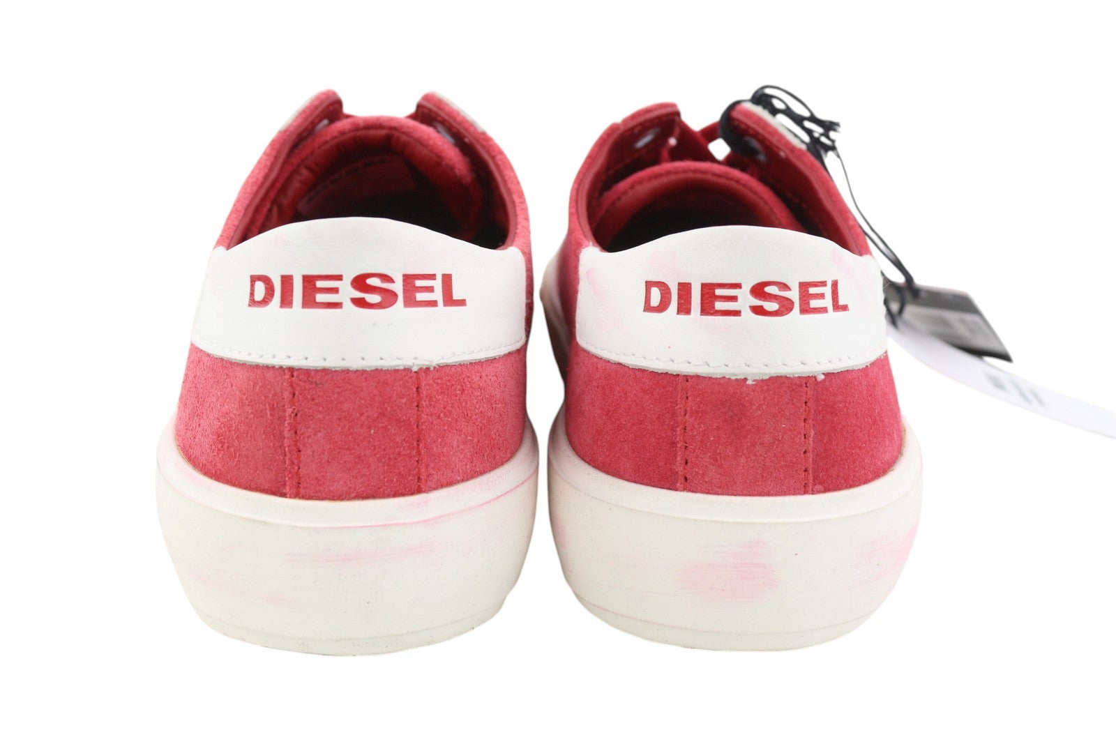 DIESEL S-Mydori LC vyriški sportbačiai, raudoni, zomšiniai, odiniai, migdolų spalvos, žemakulniai, RRP 200 € 