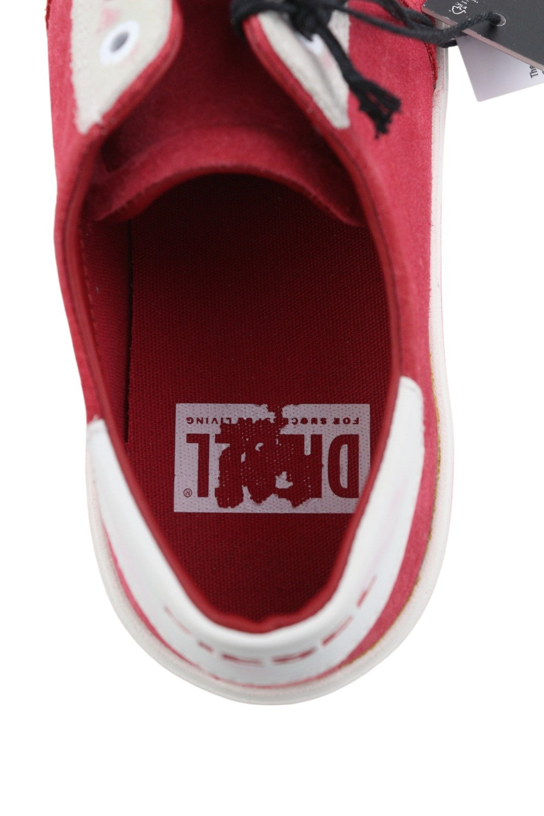 DIESEL S-Mydori LC vyriški sportbačiai, raudoni, zomšiniai, odiniai, migdolų spalvos, žemakulniai, RRP 200 € 