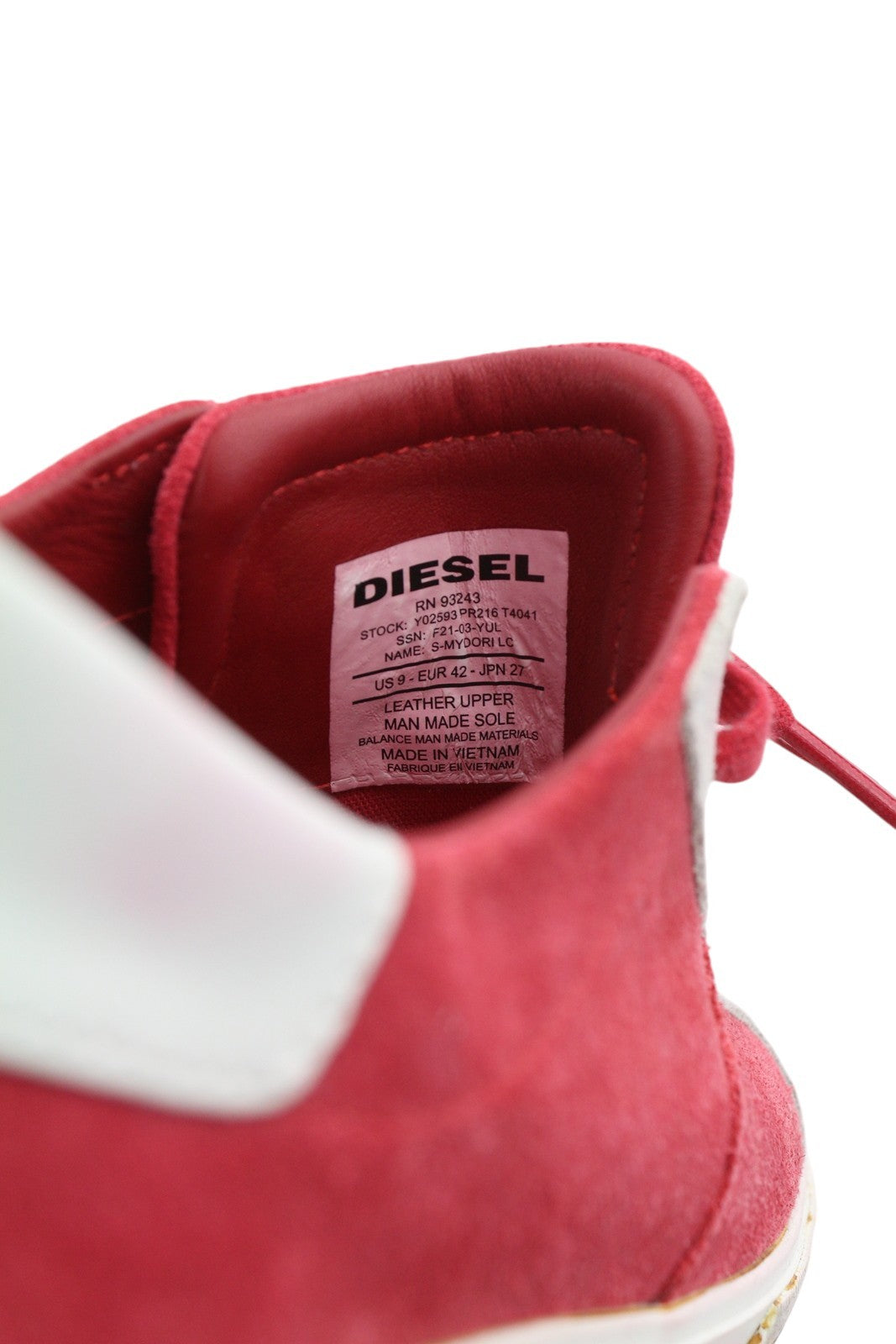 DIESEL S-Mydori LC vyriški sportbačiai, raudoni, zomšiniai, odiniai, migdolų spalvos, žemakulniai, RRP 200 € 