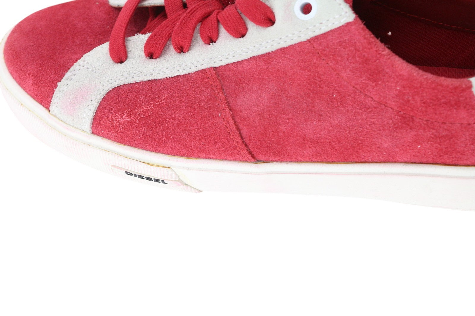 DIESEL S-Mydori LC vyriški sportbačiai, raudoni, zomšiniai, odiniai, migdolų spalvos, žemakulniai, RRP 200 € 