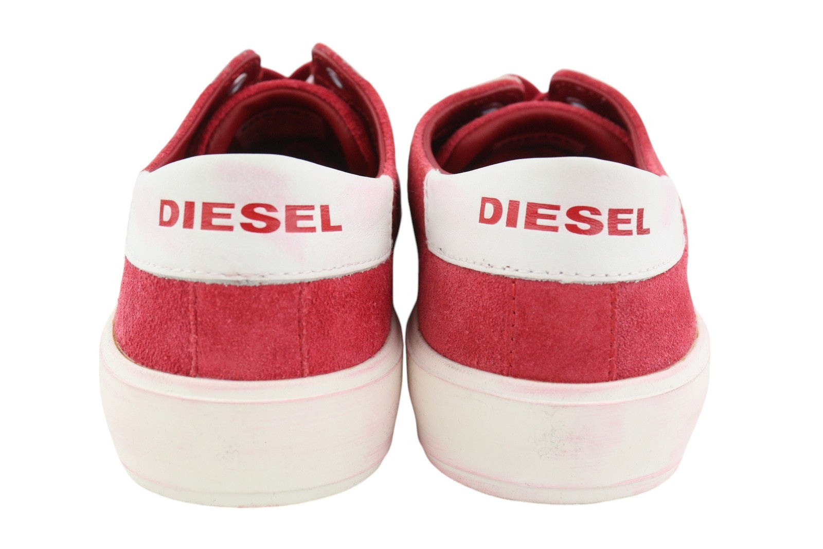 DIESEL S-Mydori LC vyriški sportbačiai, raudoni, zomšiniai, odiniai, migdolų spalvos, žemakulniai, RRP 200 € 