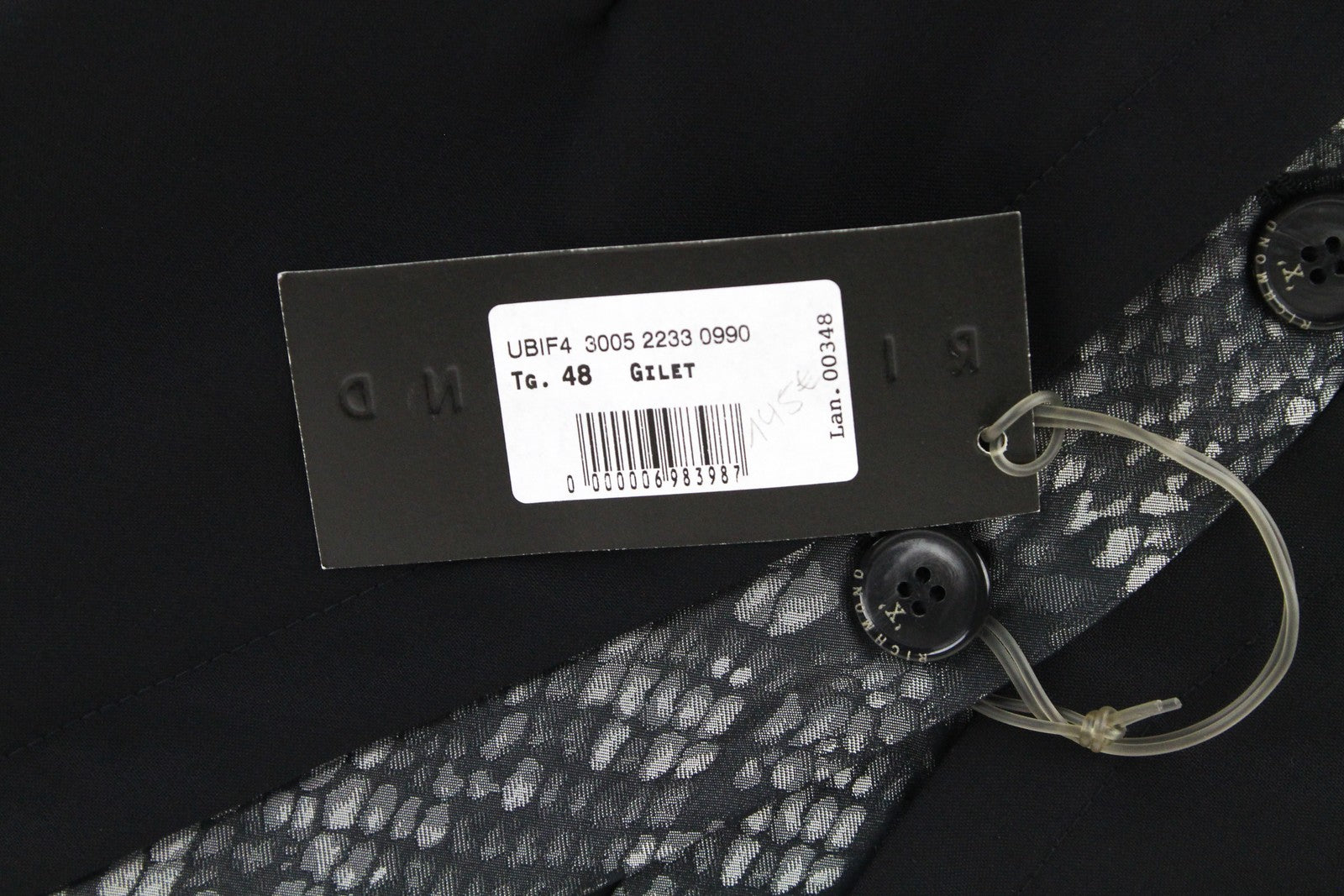 RICHMOND vyriška liemenė 48 juoda vilnona tampri gyvatės rašto klasikinė oficiali liemenė 