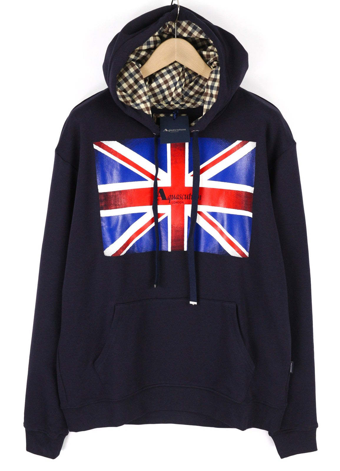 AQUASCUTUM FAI003 vyriškas džemperis su gobtuvu, XL dydžio, juodas, su kengūros kišene ir dirželiais. 