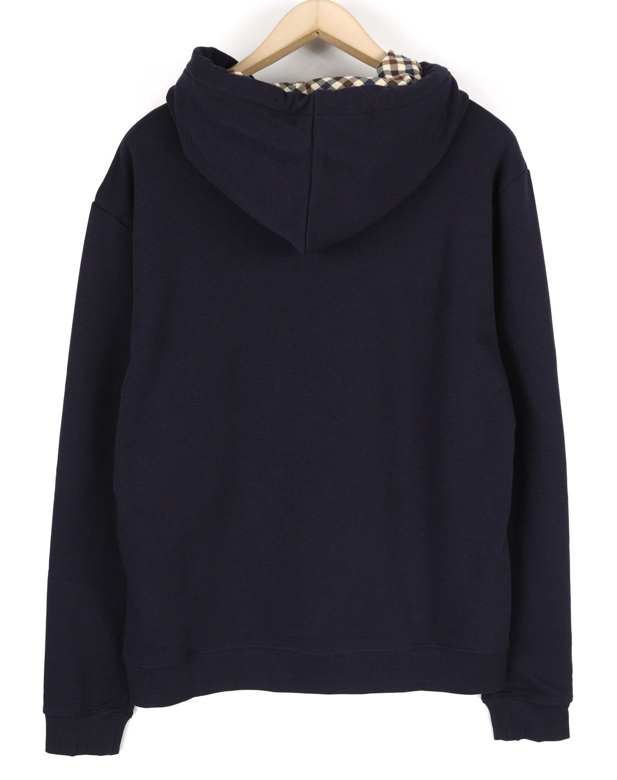 AQUASCUTUM FAI003 Men Hoodie L Blue Kangaroo Pocket Hooded Pullover Straps Logo