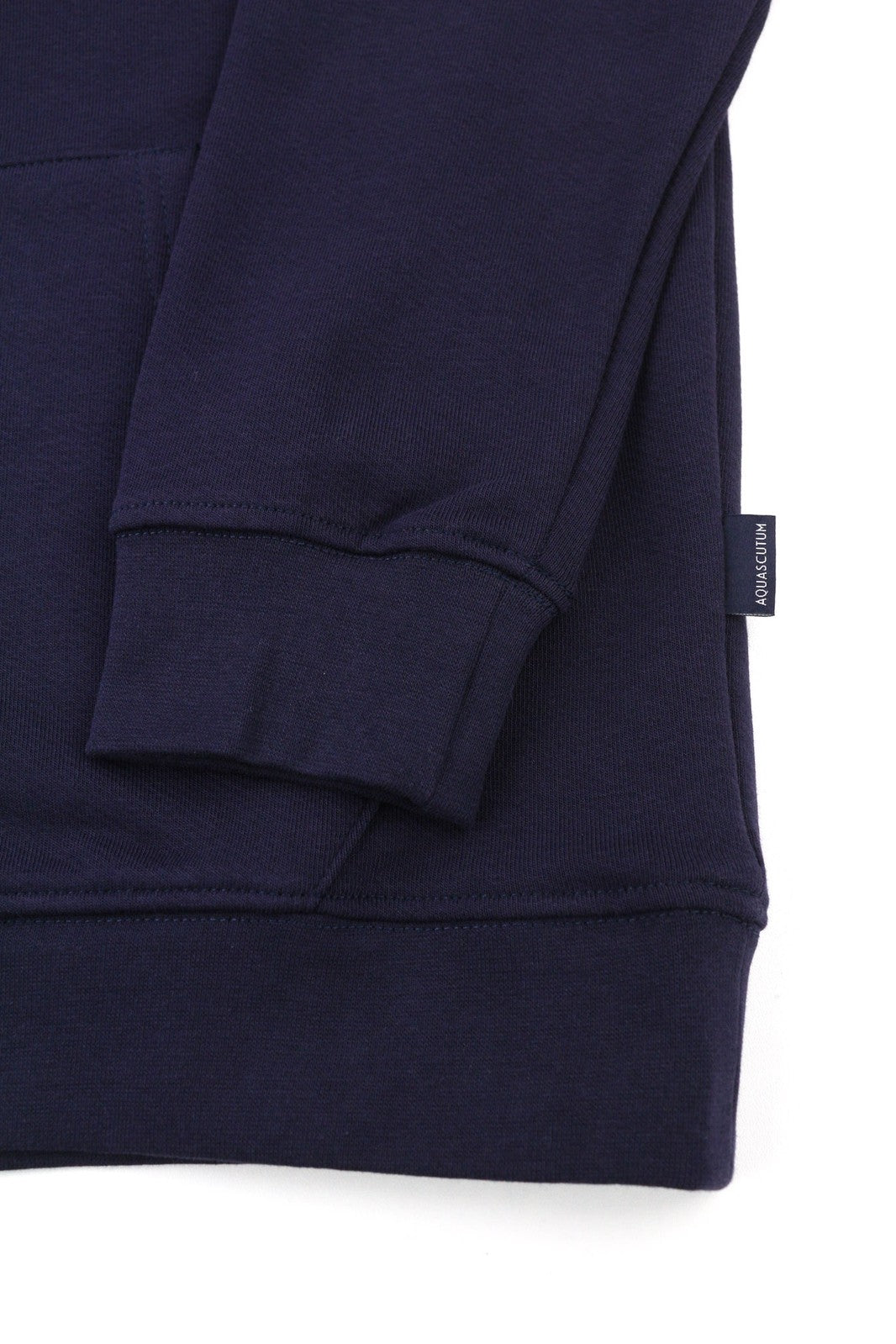 AQUASCUTUM FAI003 Men Hoodie L Blue Kangaroo Pocket Hooded Pullover Straps Logo