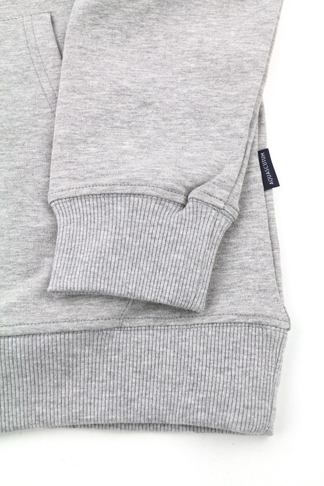 AQUASCUTUM FCIA21 vyriškas džemperis su gobtuvu M, melanžo pilkas, kengūros kišene, megztinis su gobtuvu ir logotipu 