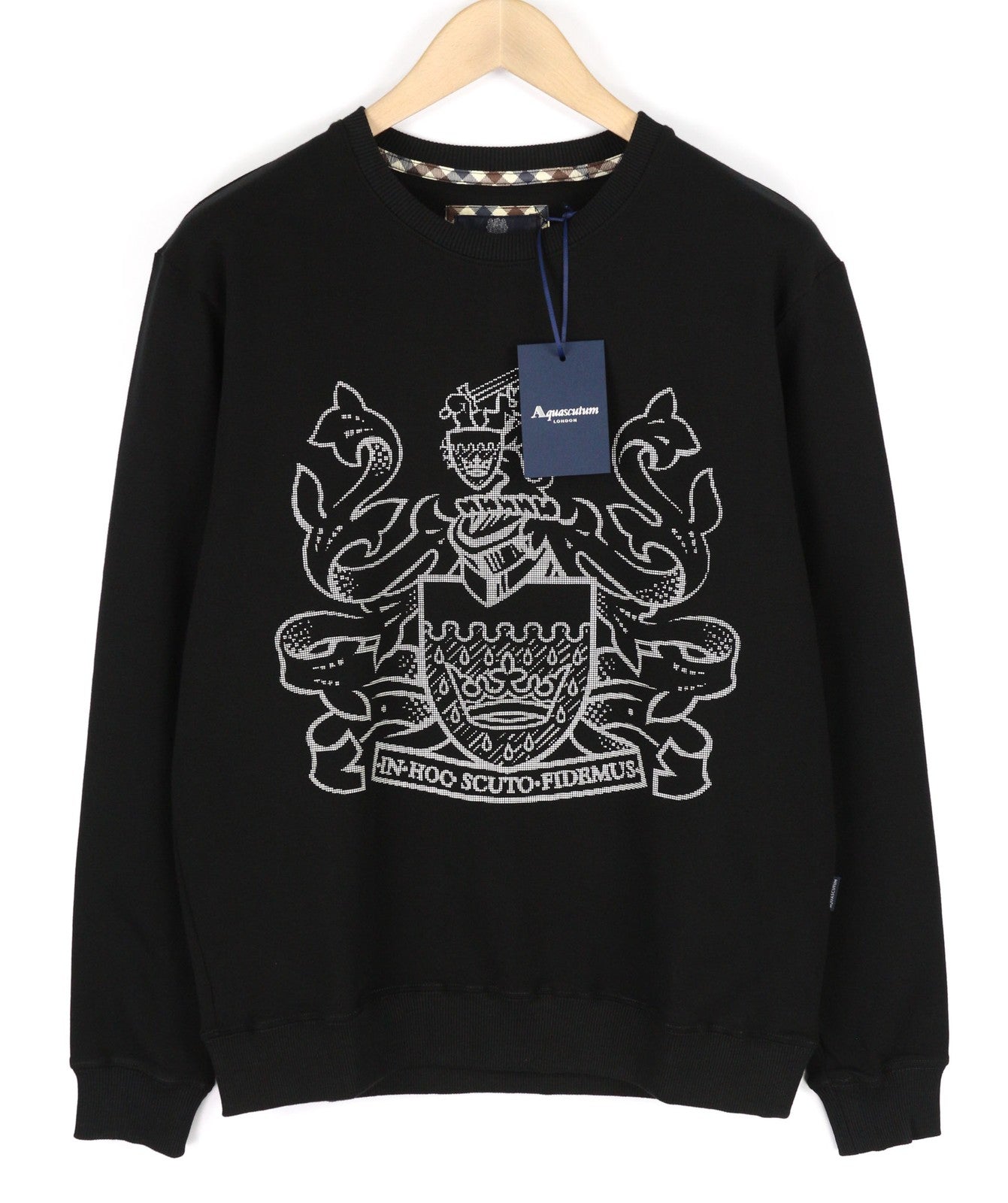 AQUASCUTUM FGIA28 vyriškas džemperis L, juodas, megztinis ilgomis rankovėmis, visiems metų laikams 