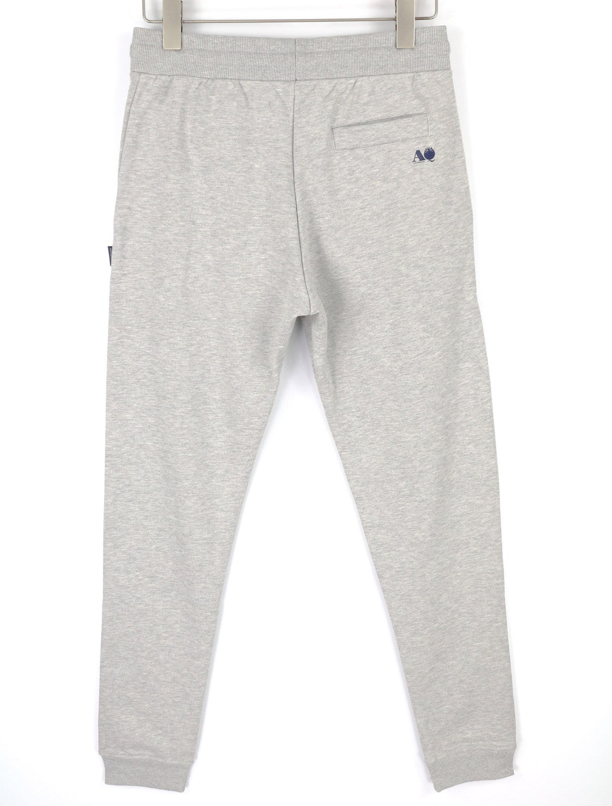 AQUASCUTUM FPIA38 vyriškos kelnės M melanžo pilkos spalvos su raišteliu juosmenyje su logotipu