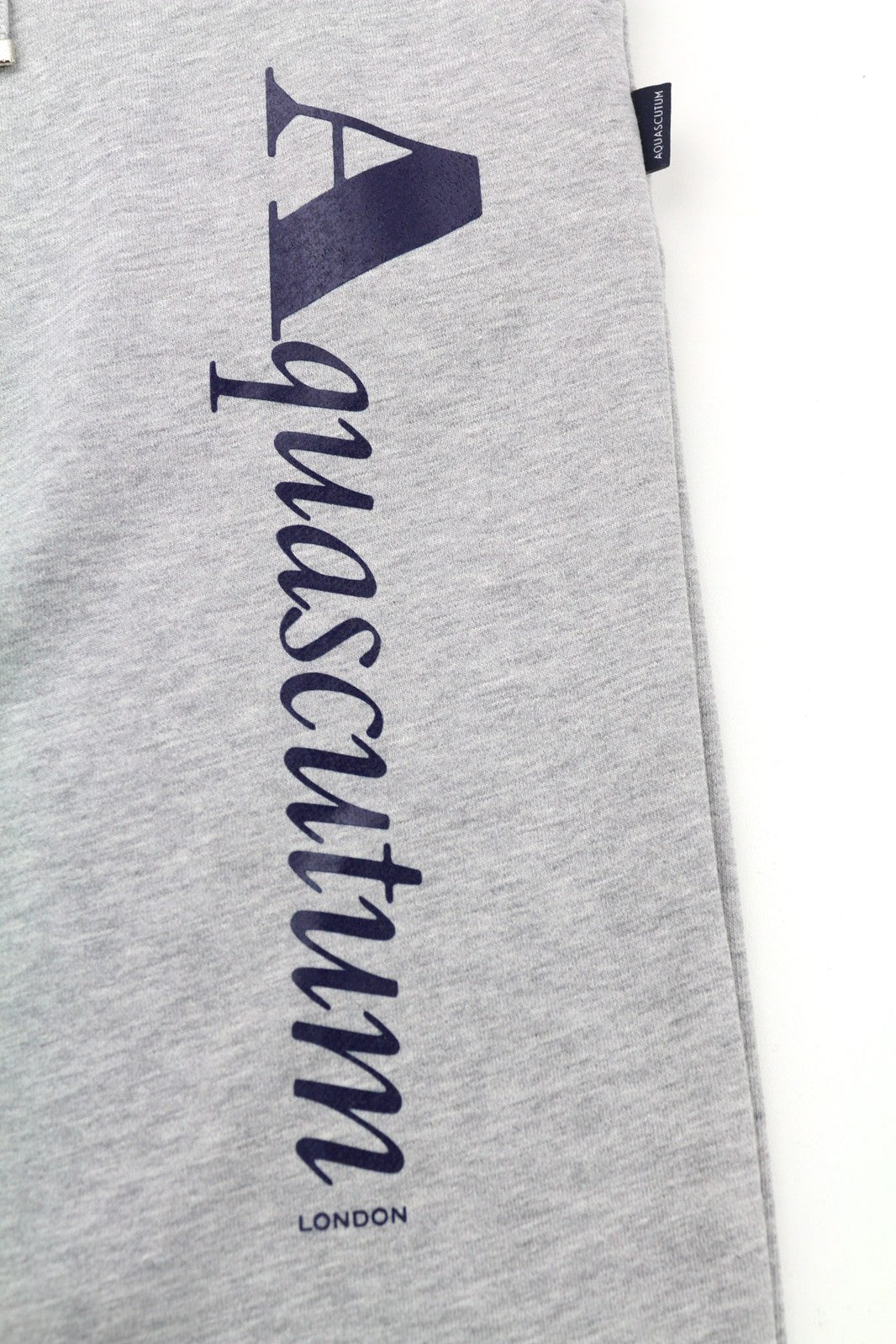 AQUASCUTUM FPIA38 vyriškos kelnės M melanžo pilkos spalvos su raišteliu juosmenyje su logotipu