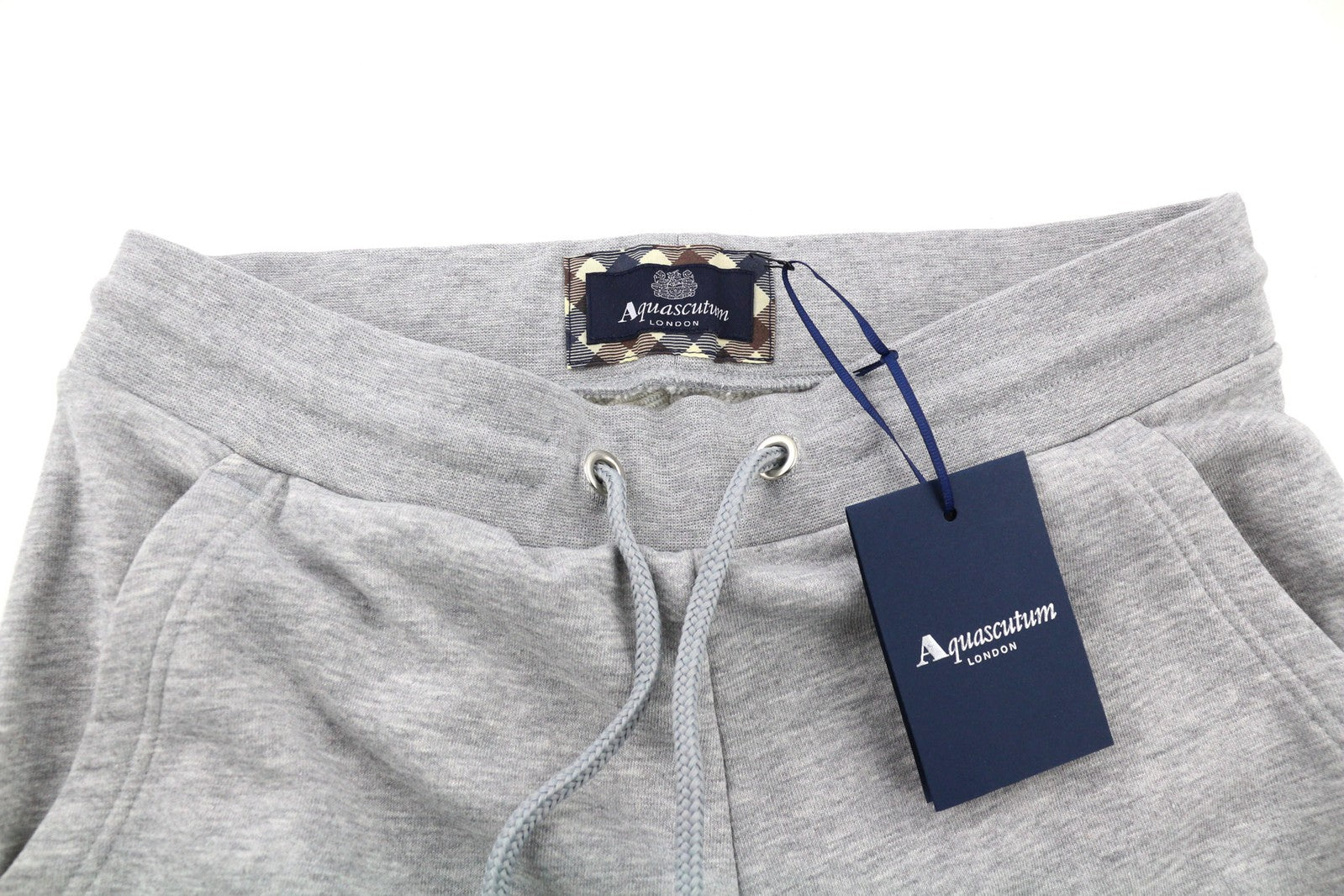 AQUASCUTUM PAAI03 vyriškos kelnės XL melanžo pilkos su raišteliu juosmenyje su logotipu