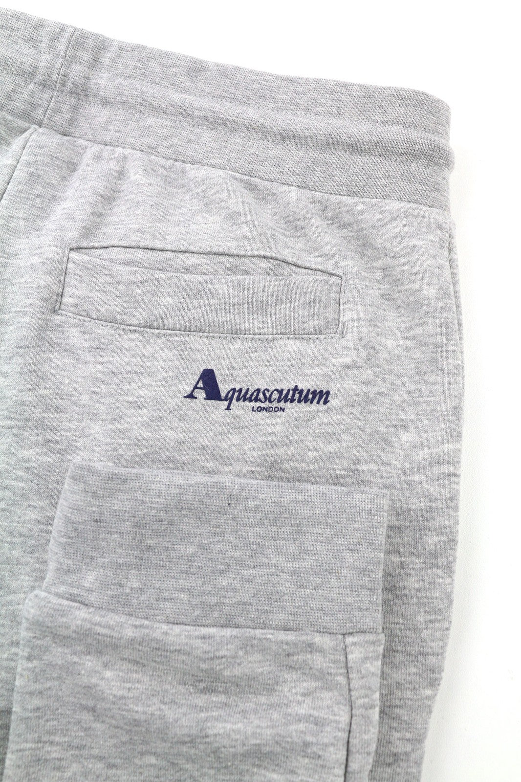 AQUASCUTUM PAAI03 vyriškos kelnės XL melanžo pilkos su raišteliu juosmenyje su logotipu