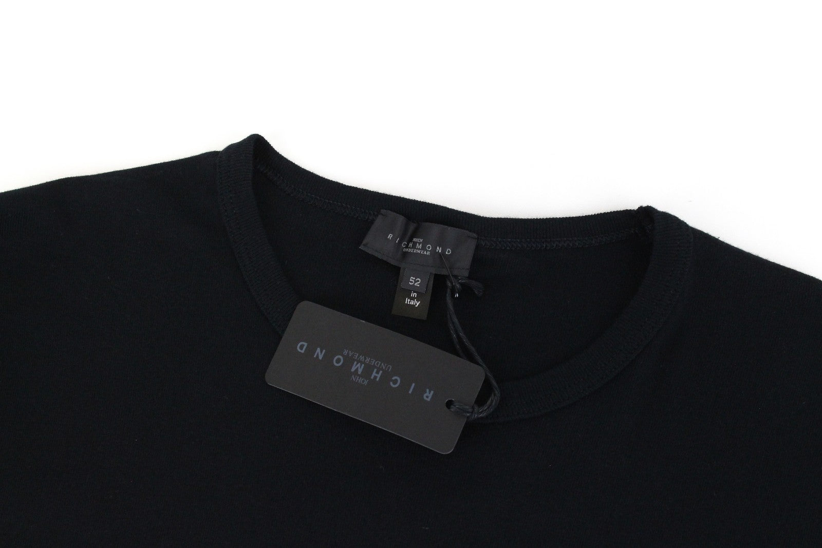 JOHN RICHMOND vyriški marškinėliai 52 juodi grynos medvilnės trumpomis rankovėmis su logotipu vasariniai 