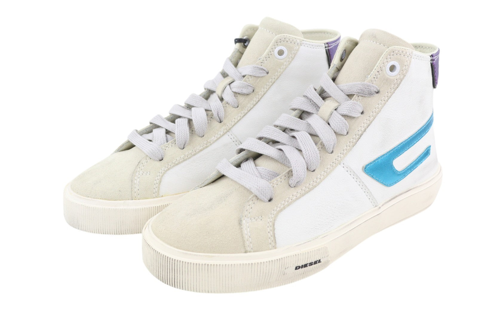 DIESEL S-Mydori ML W moteriški sportbačiai, balti, odiniai, vidutinio ūgio, suvarstomi, RRP 220 € 