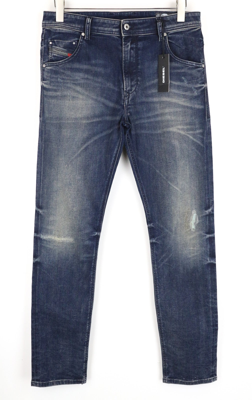 DIESEL Krayver R78U6 vyriški mėlyni medvilniniai ploni morkų kirpimo džinsai W30 L32 