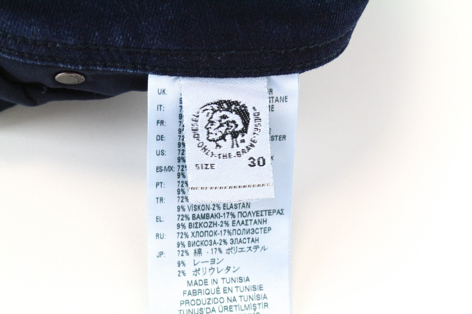 DIESEL Krayver R78U6 vyriški mėlyni medvilniniai ploni morkų kirpimo džinsai W30 L32 