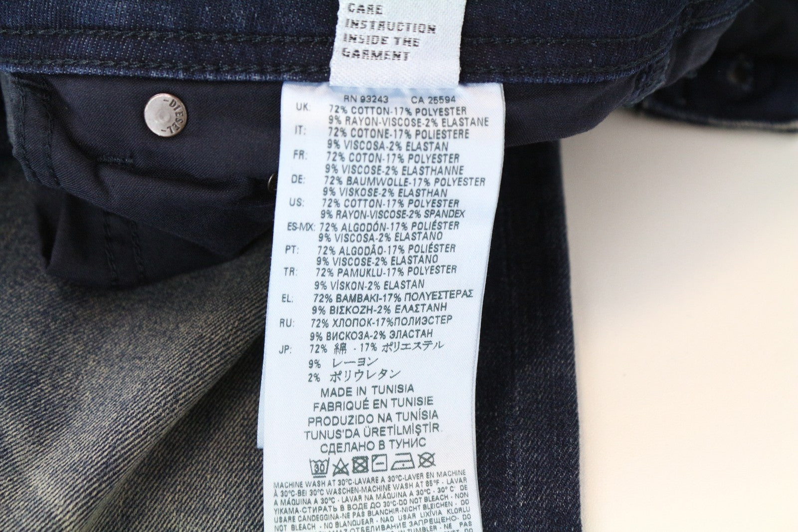 DIESEL Krayver R78U6 vyriški mėlyni medvilniniai ploni morkų kirpimo džinsai W30 L32 