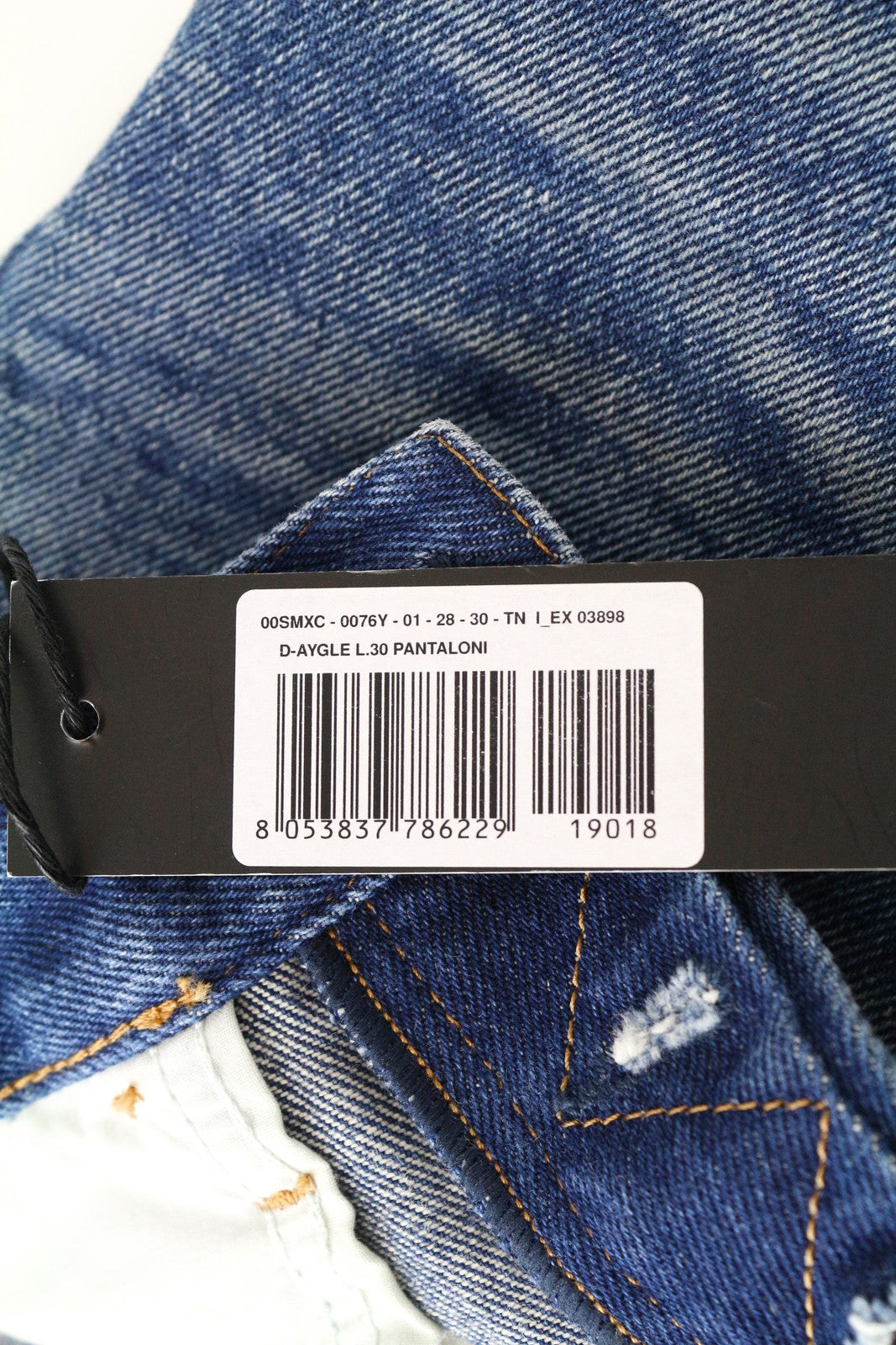 DIESEL D-Aygle 0076Y vyriški mėlyni skalbti džinsai W28 L30 siaurėjantys grynos medvilnės džinsai 