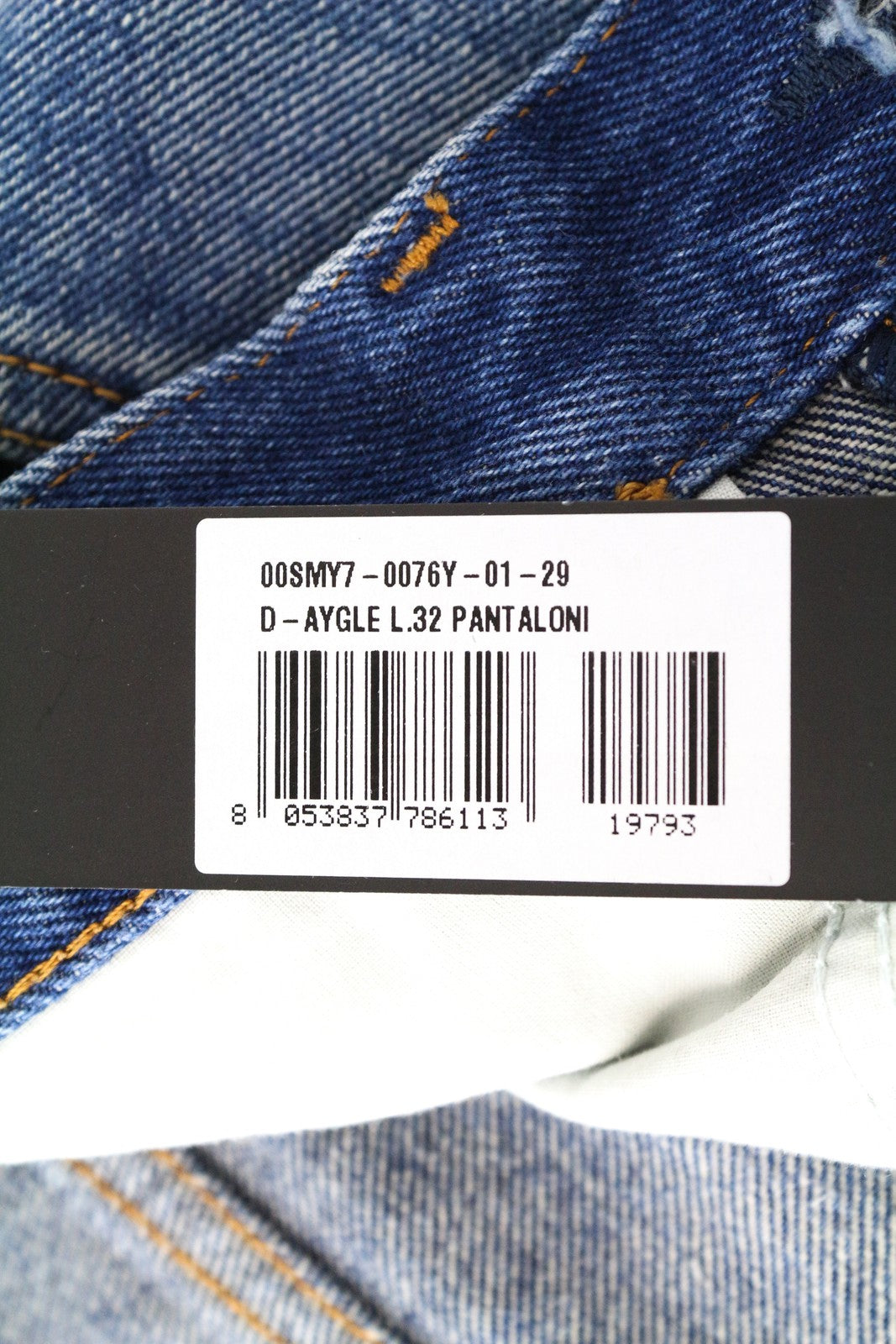 DIESEL D-Aygle 0076Y vyriški siaurėjantys mėlyni džinsai W29 L32 skalbto džinso grynos medvilnės 